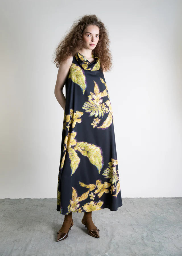Ps2451 Draped Silk Slip Dress