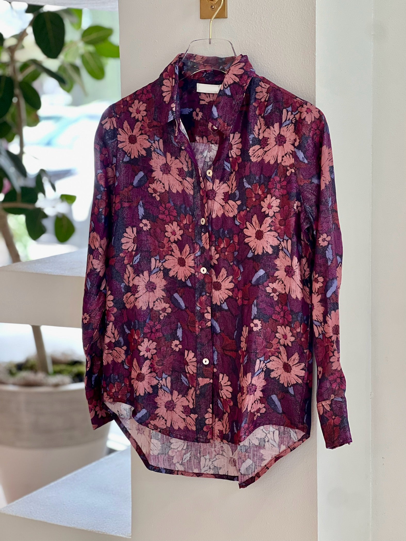 La1237 Lanhtropy Gerbera Print Linen Shirt