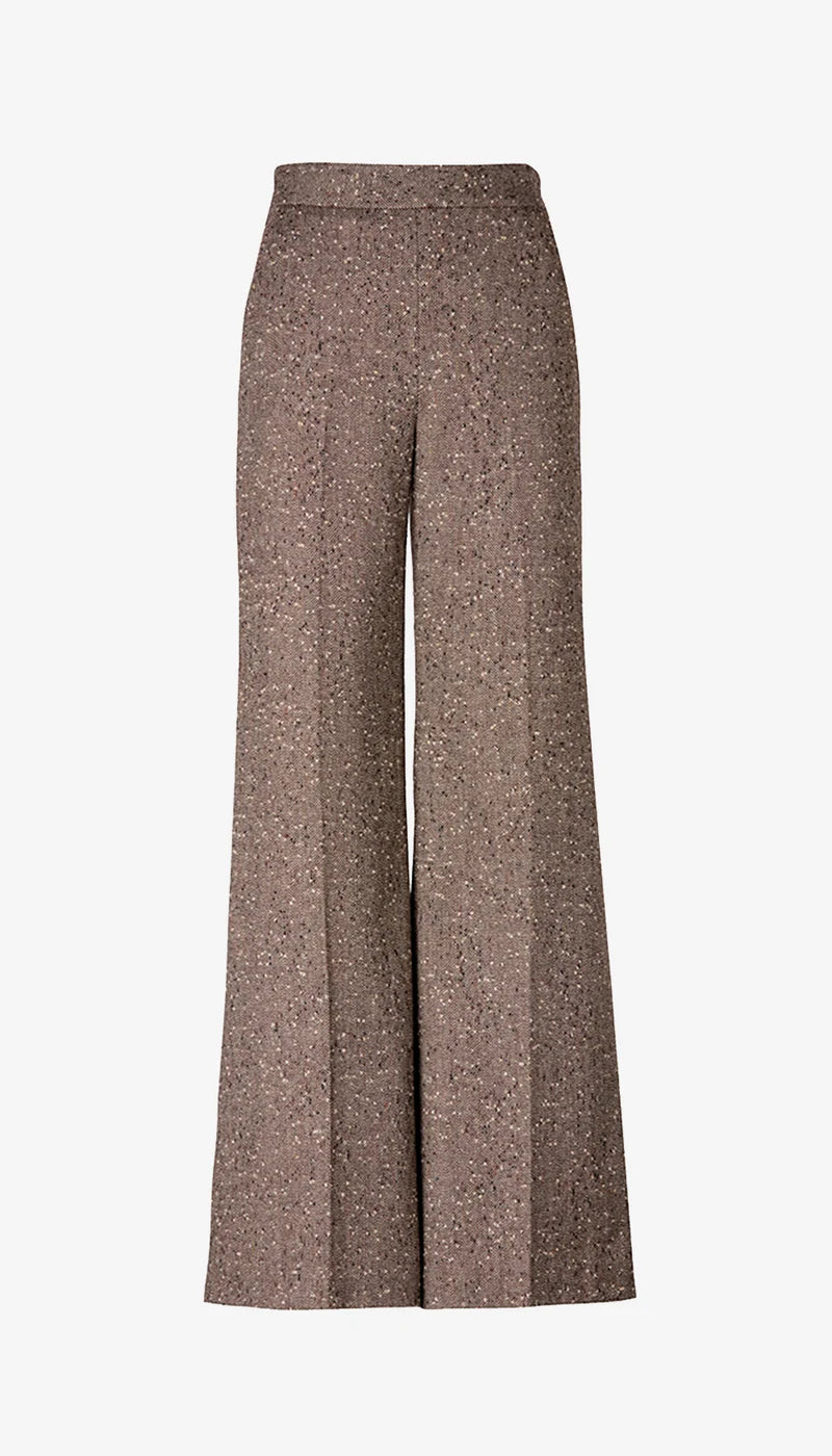 Sm26040 Brown Tweed Wide Leg Pants