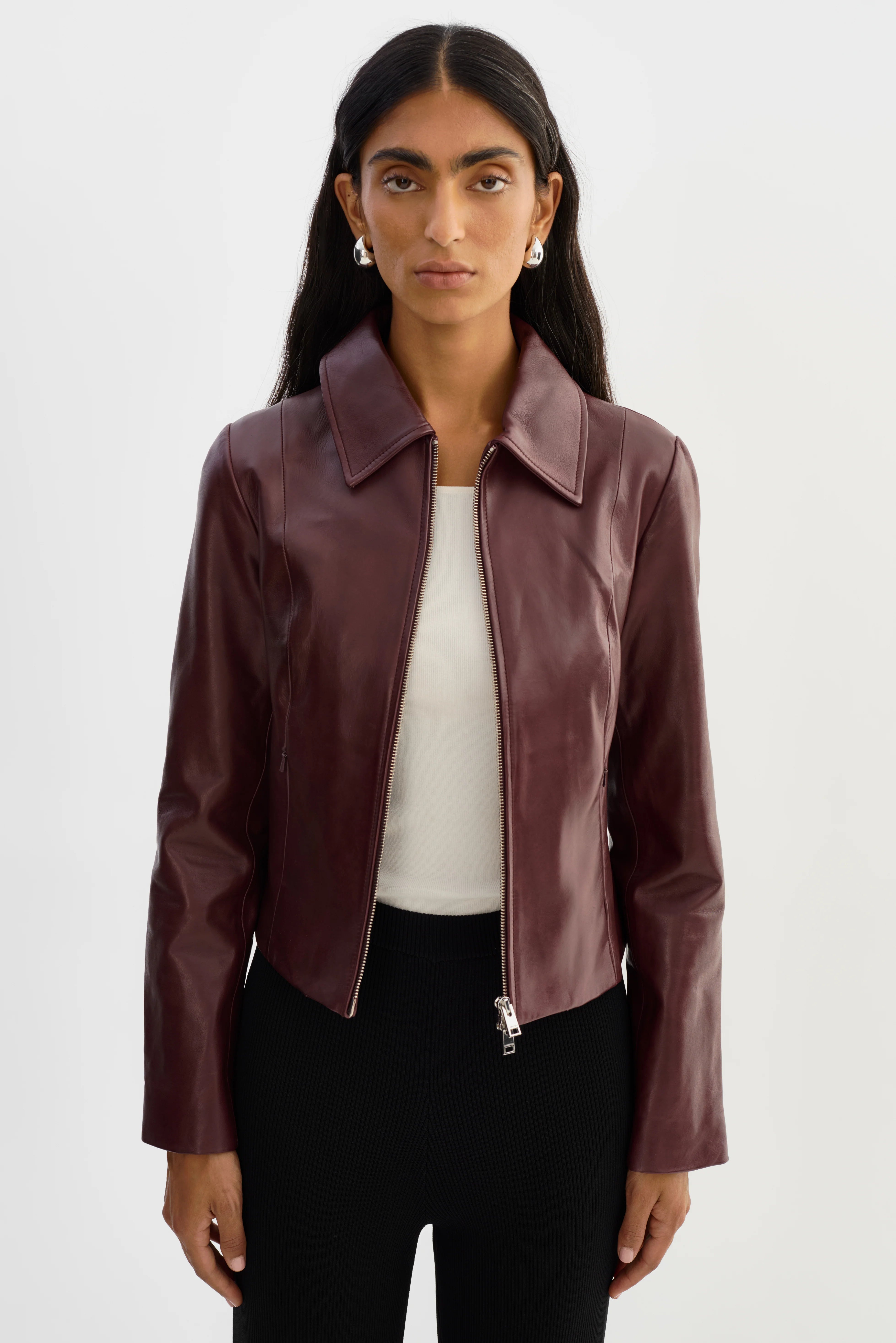 Lasally Layered Leather Jacket