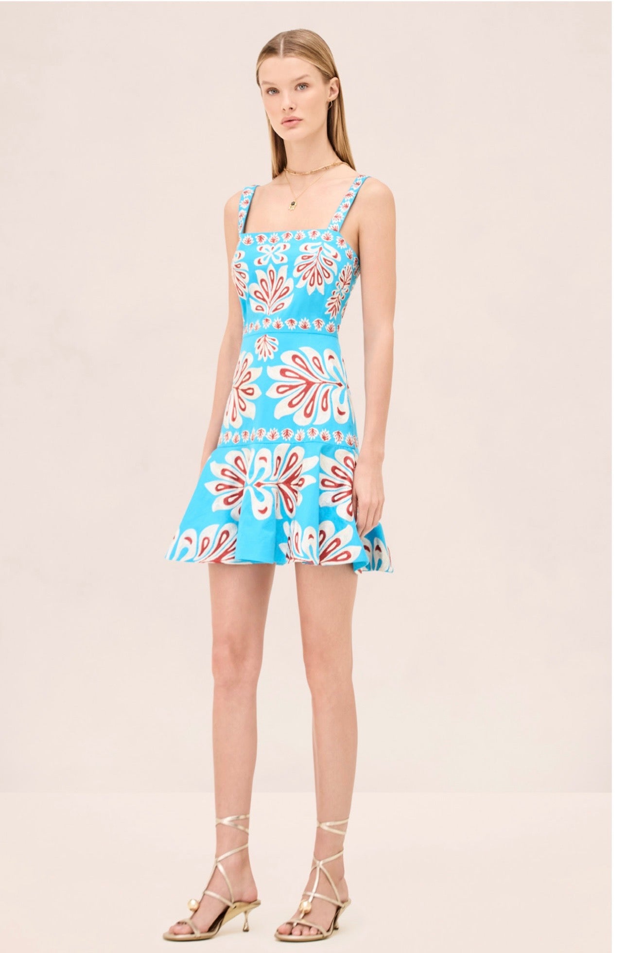 Al1120 Saverine Blue Embroidered Dress