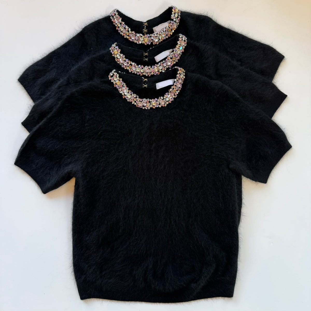 Pl3730 Jeweled Cashmere Top - Black