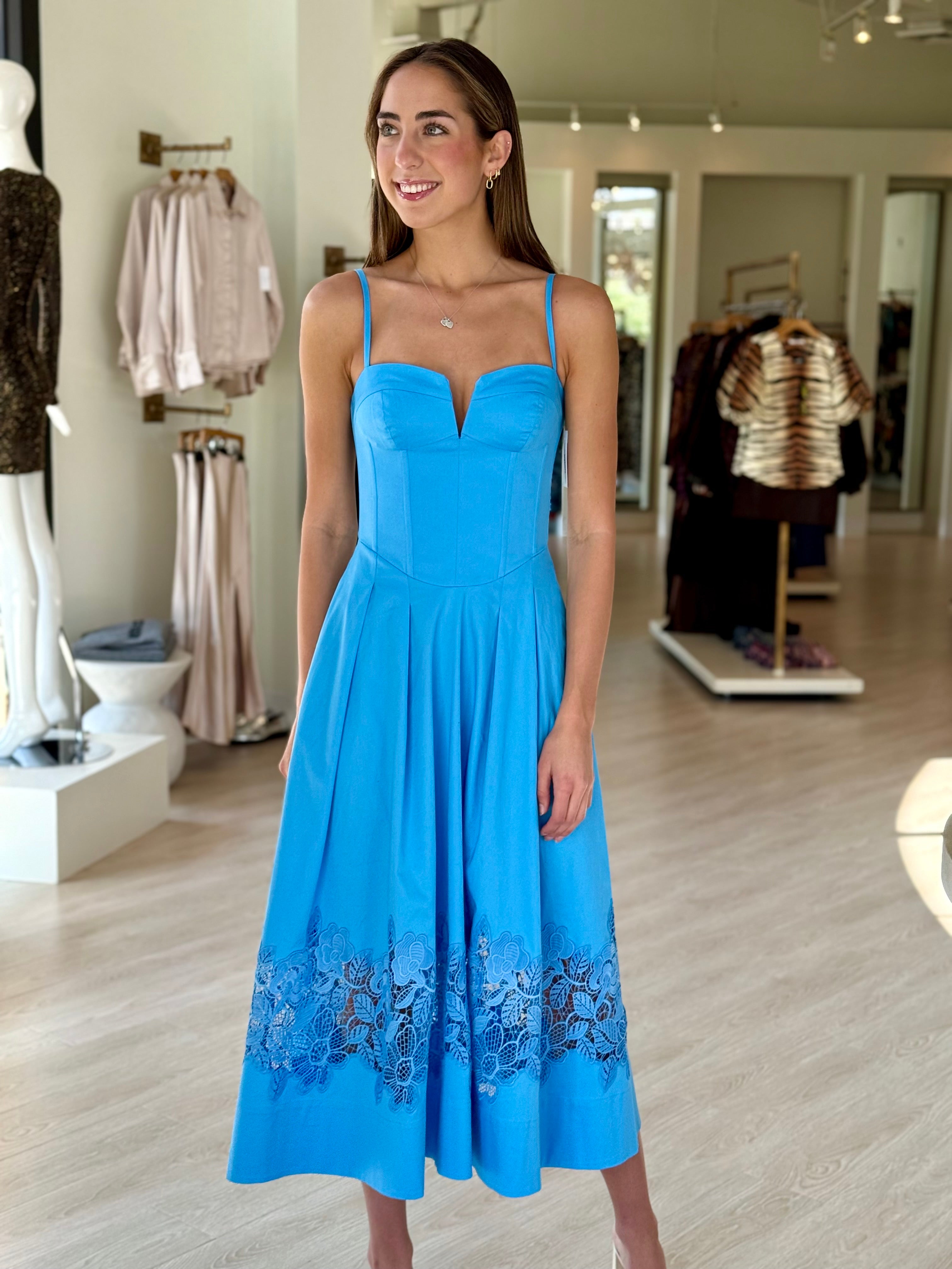Re1325 Blue Montreux Midi Dress
