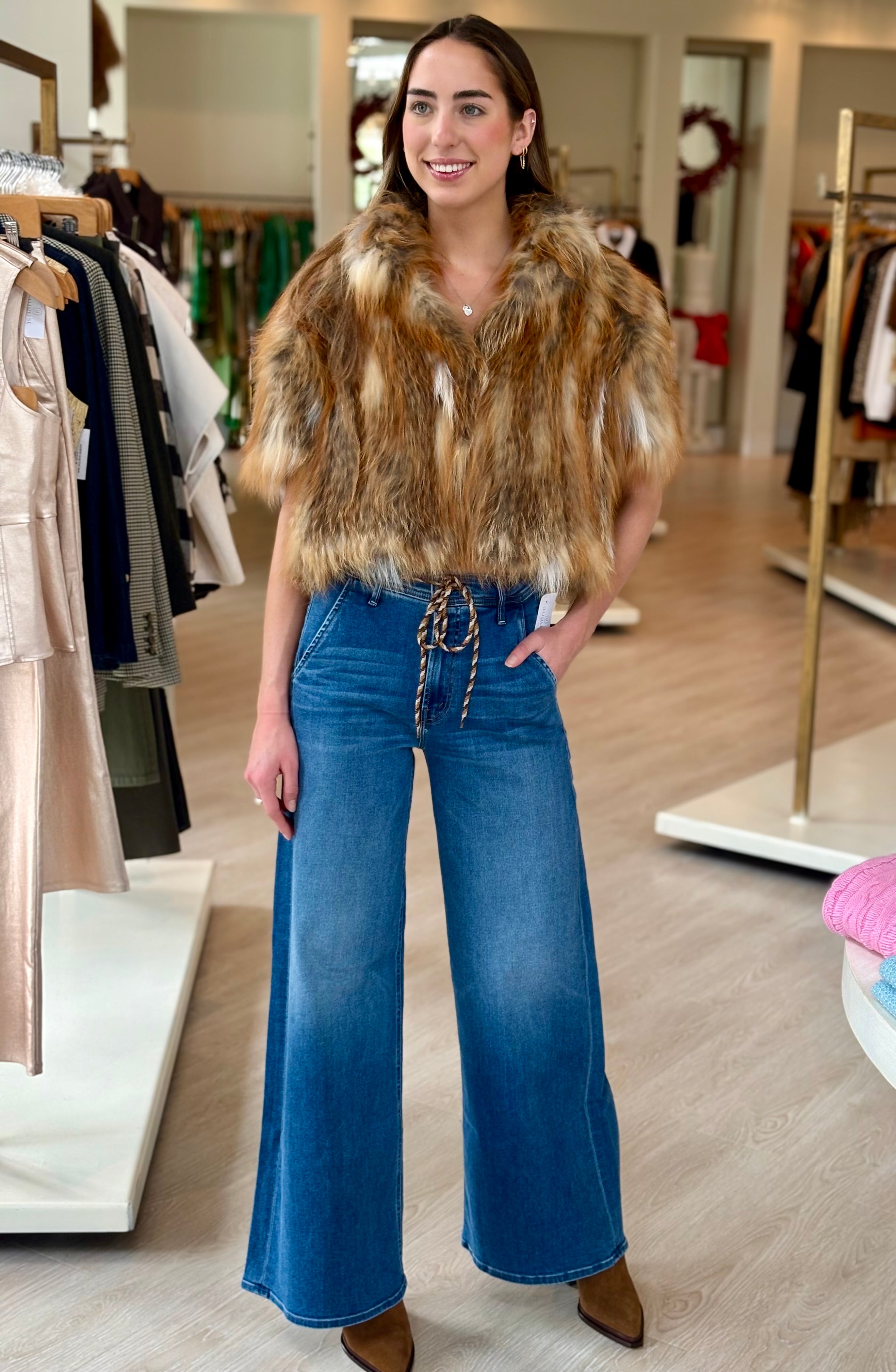 Diexc4040 Fur Knitted Jacket - Natural Red