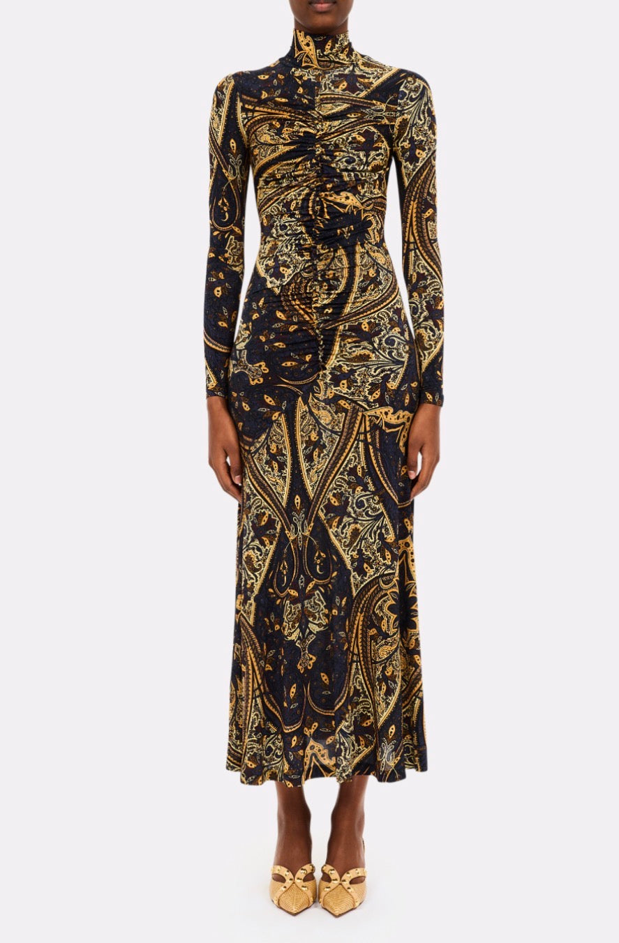Ul0811 Paisley Turtleneck Dress