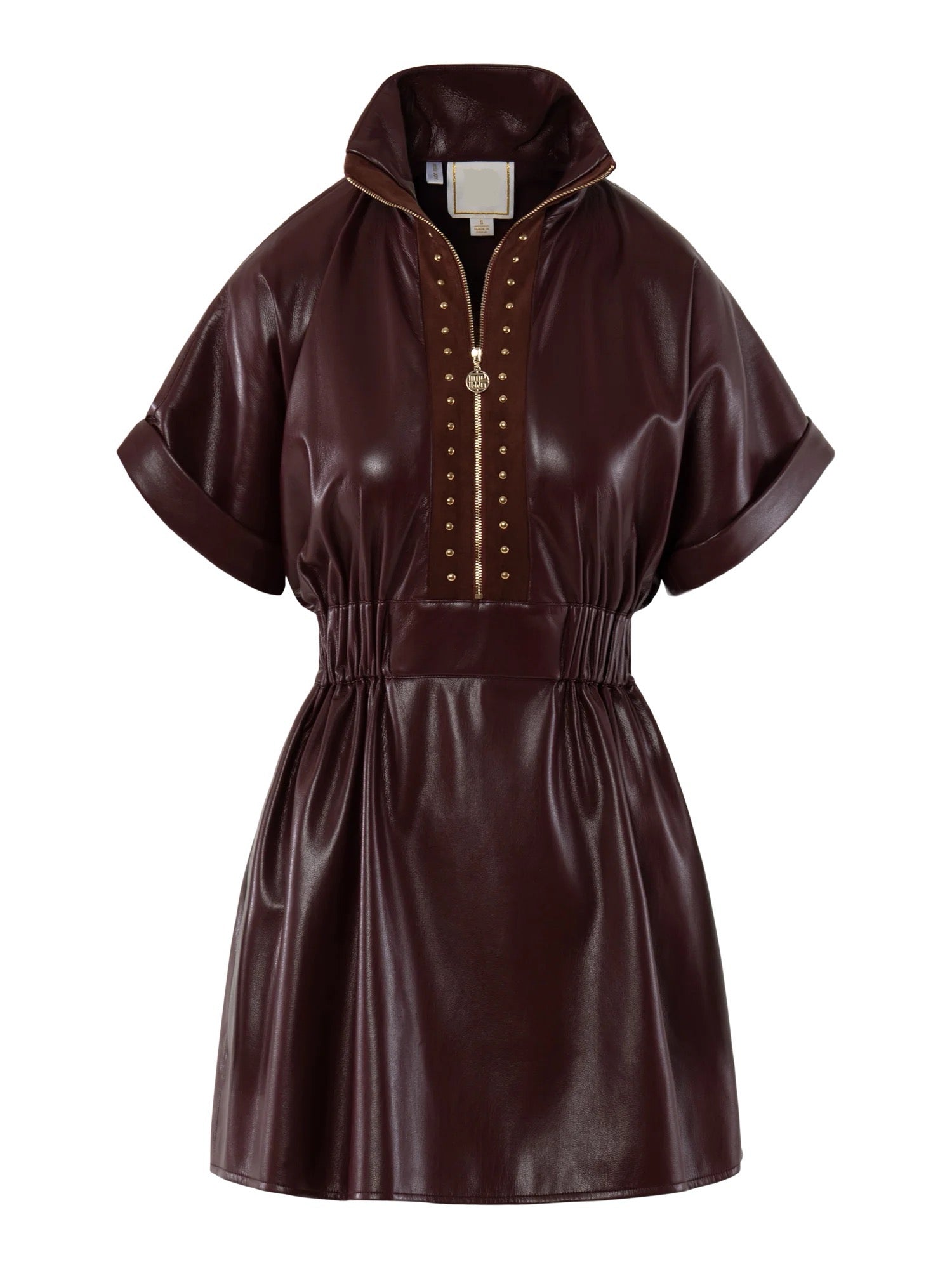 Em478 Merlot Faux Leather Dress