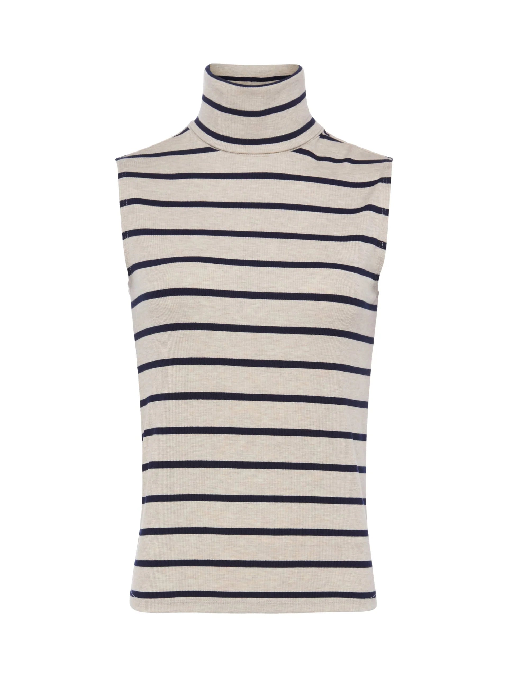 La5561 Navy Stripe Sleeveless Turtleneck