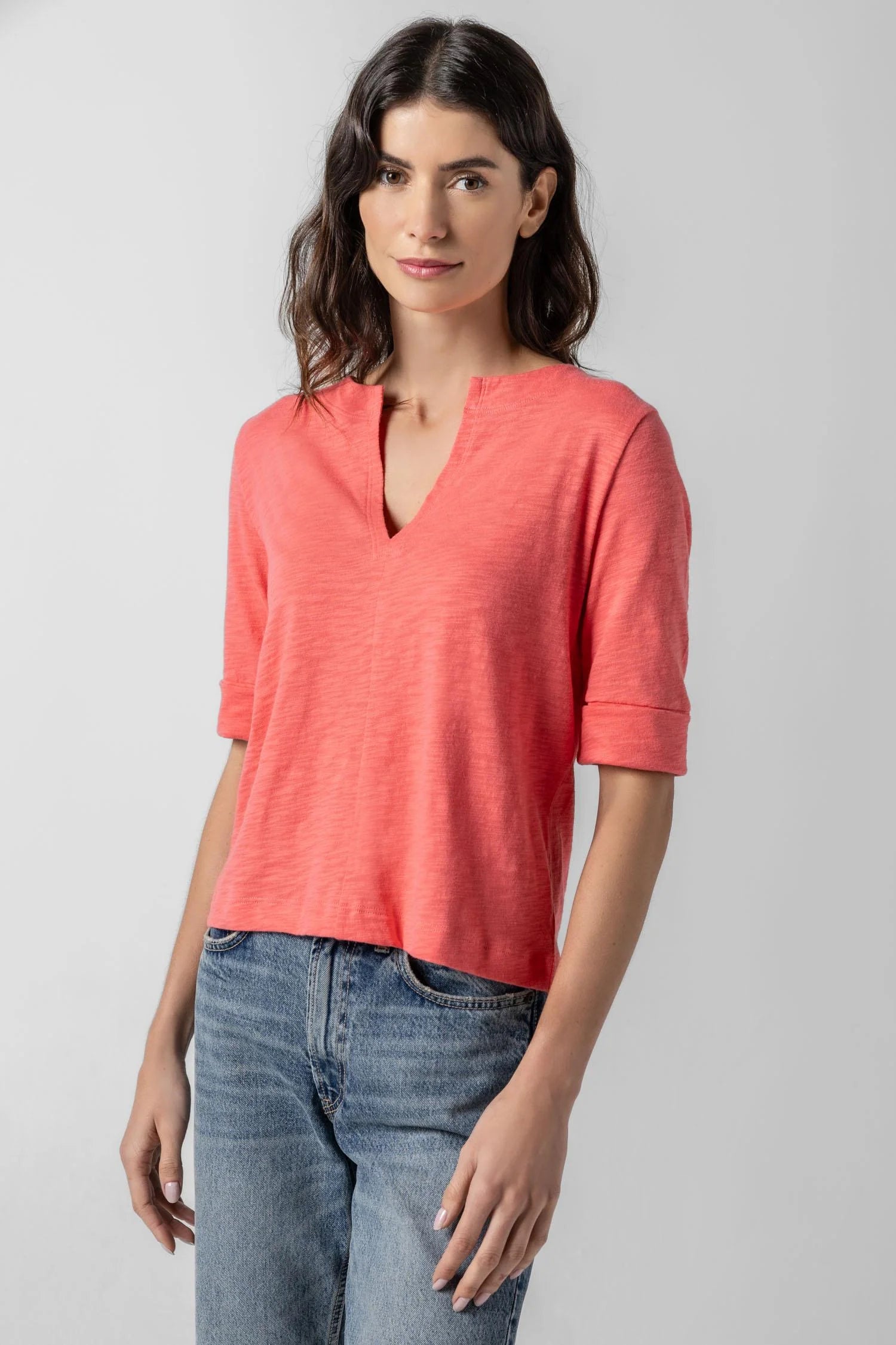 Lipa2968 Lilla P Coral V Neck Tee