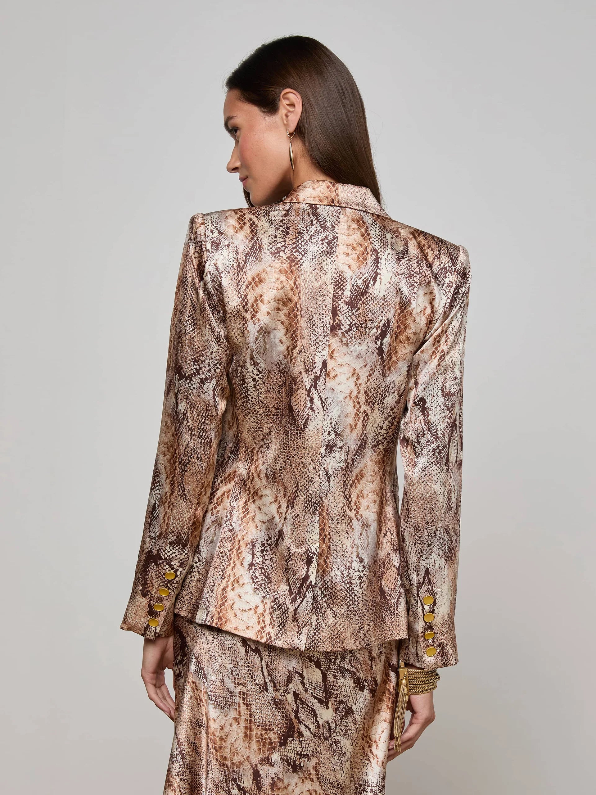 La1485 Snake Print Silk Blazer