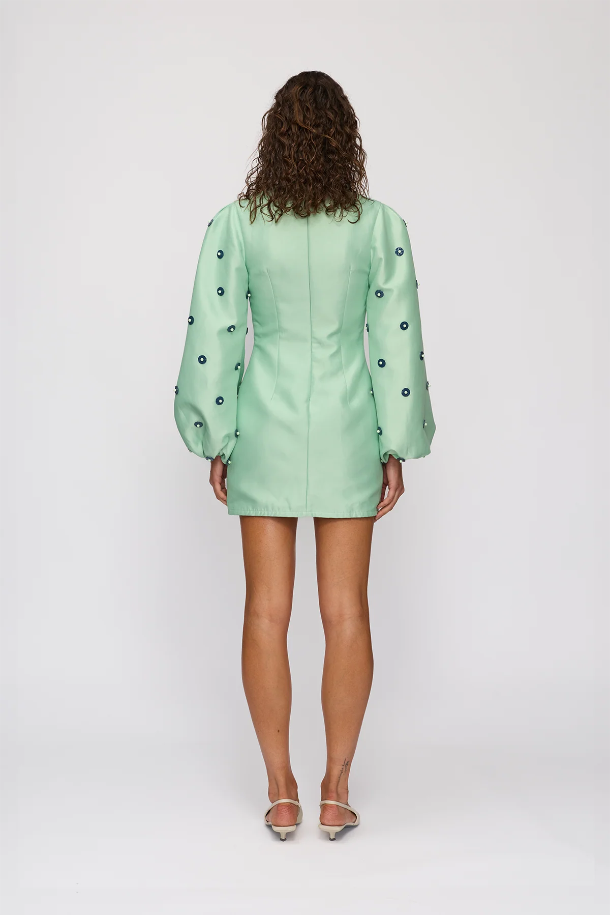 Wo222 Mint Embellished Mini Dress
