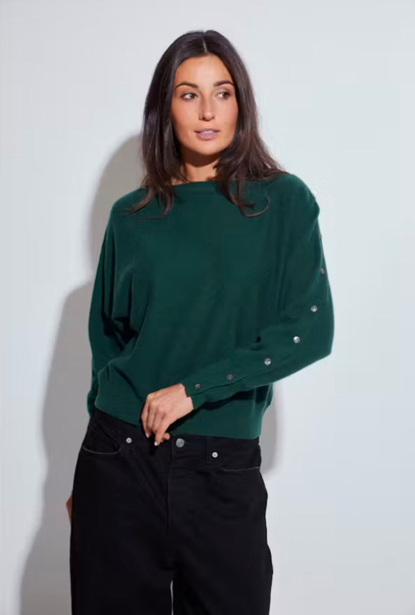 Co140 Green Button Boatneck Sweater