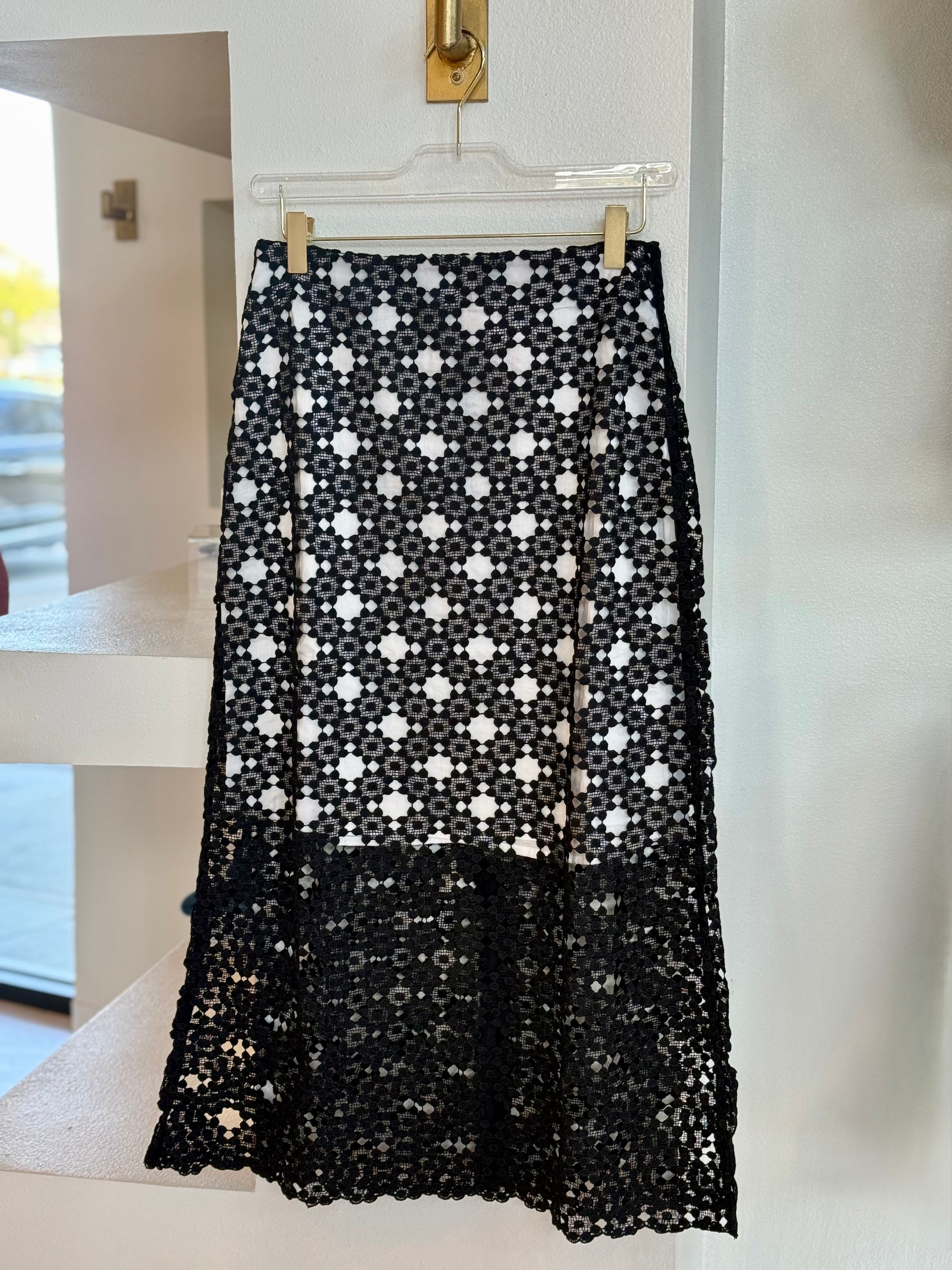 Na246 Black Lace Midi Skirt