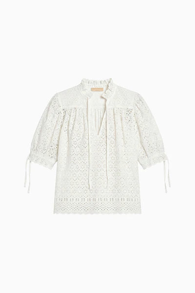 Ul0207 Puff Sleeve Eyelet Top