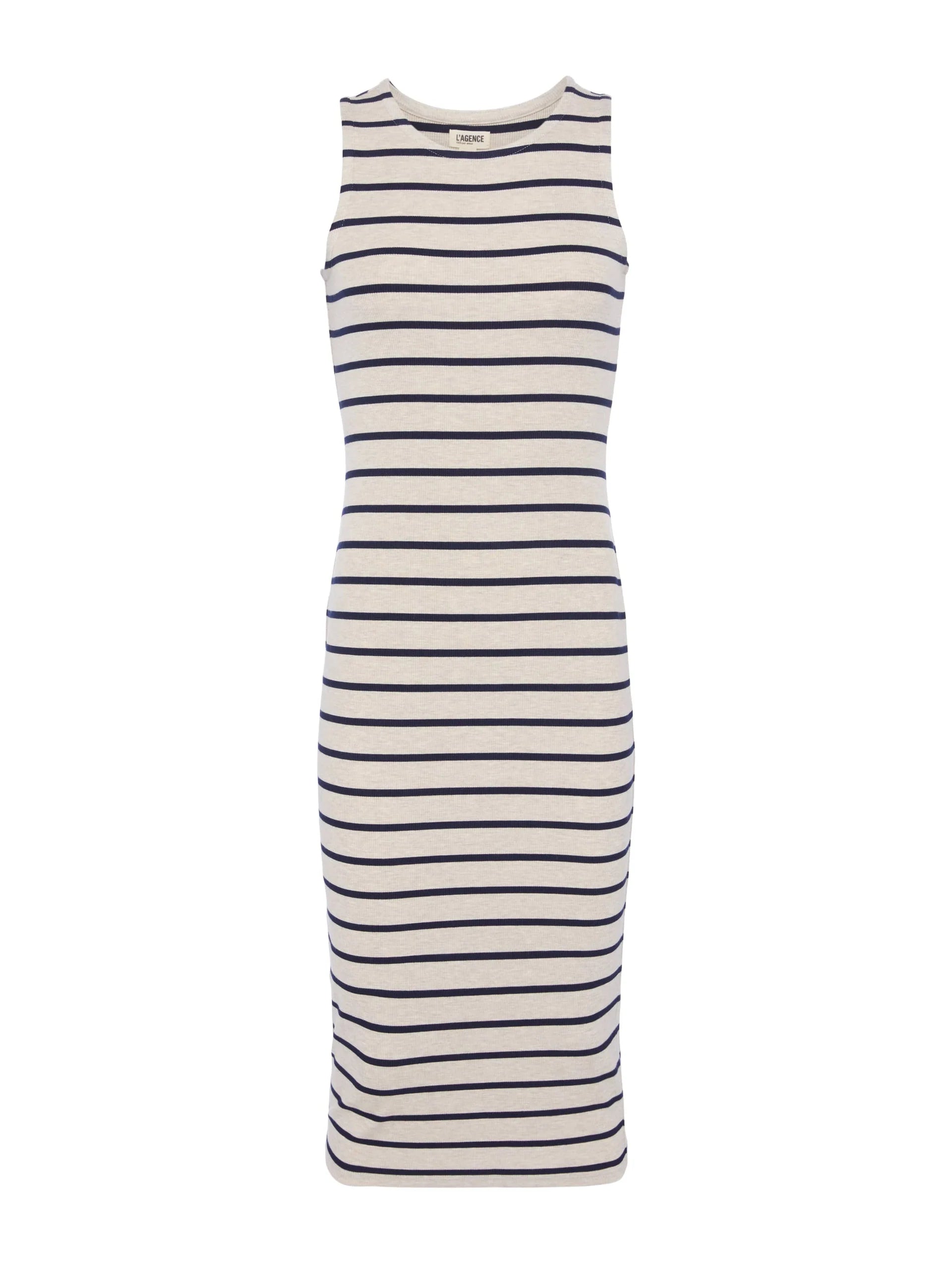 La61391 Navy Stripe Midi Dress