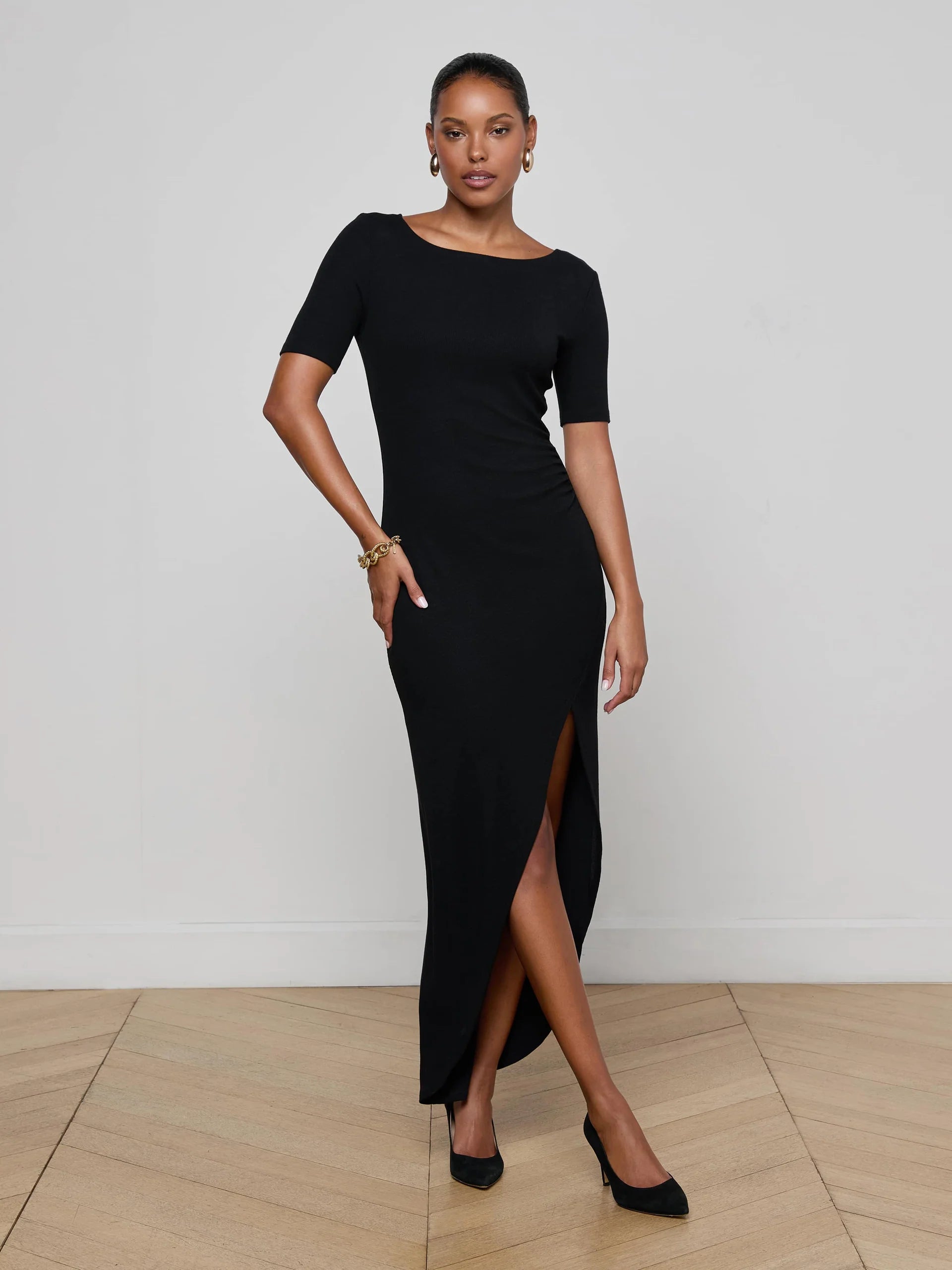 La61665 Boatneck Maxi Dress