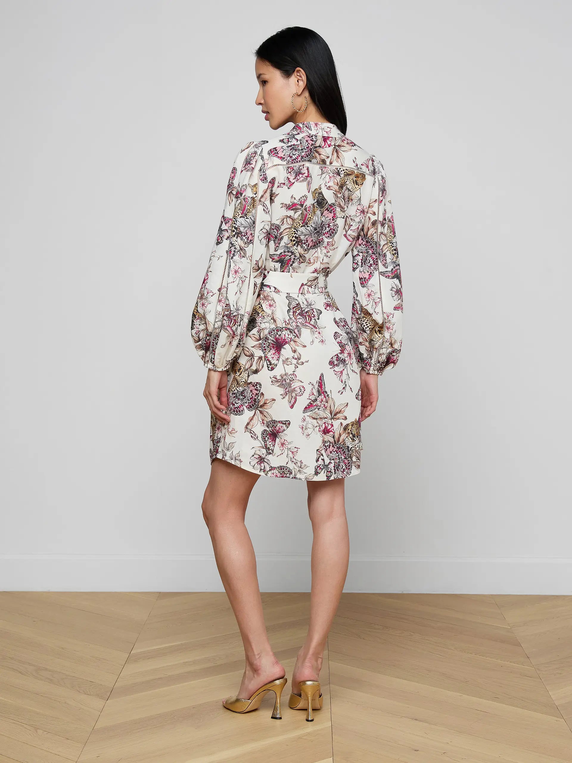 La61682 Belted Butterfly Linen Dress