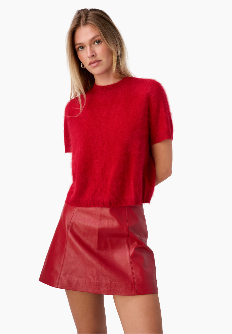 Cak09 Cherry Leather Skirt