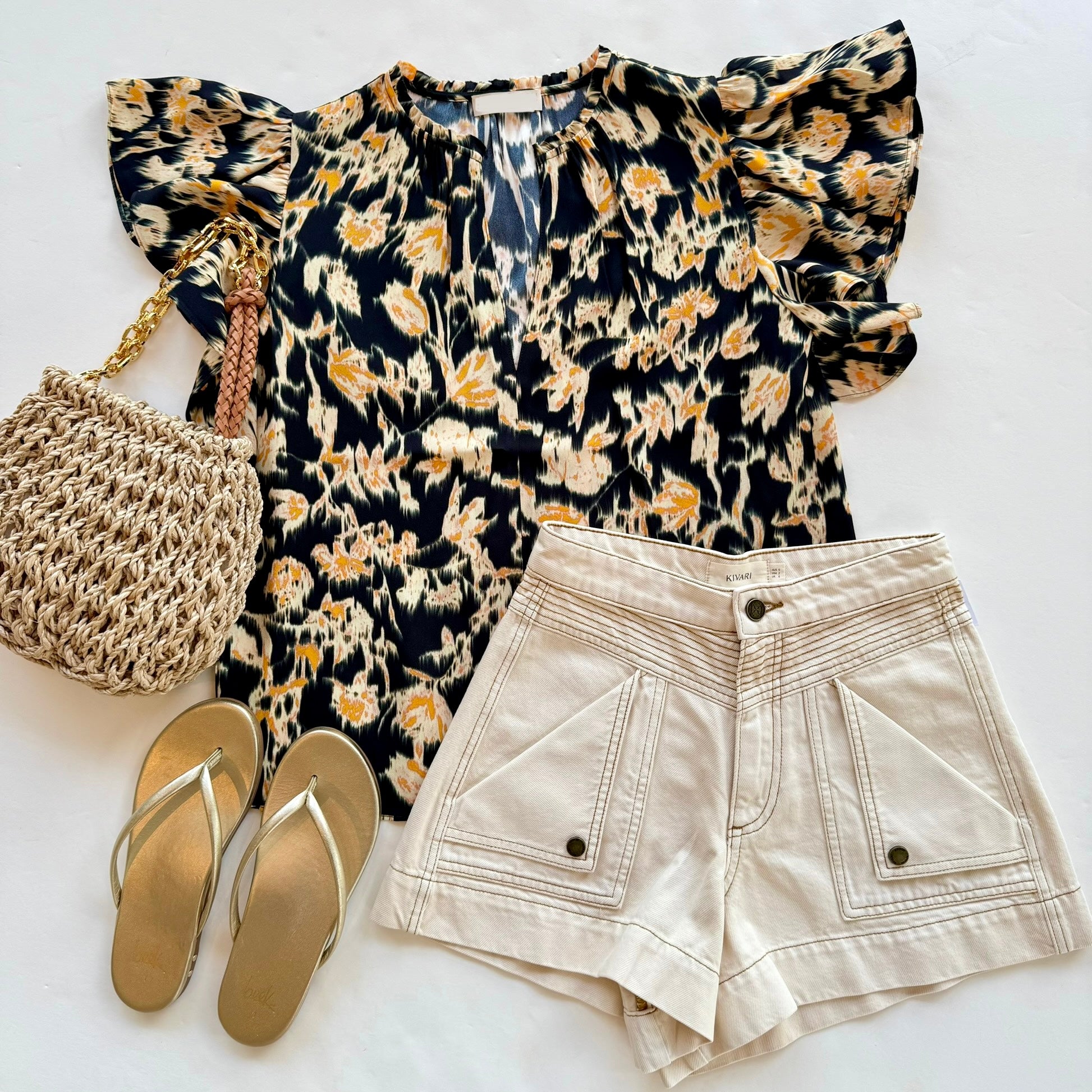 Ul0226 Tourmaline Flutter Sleeve Top