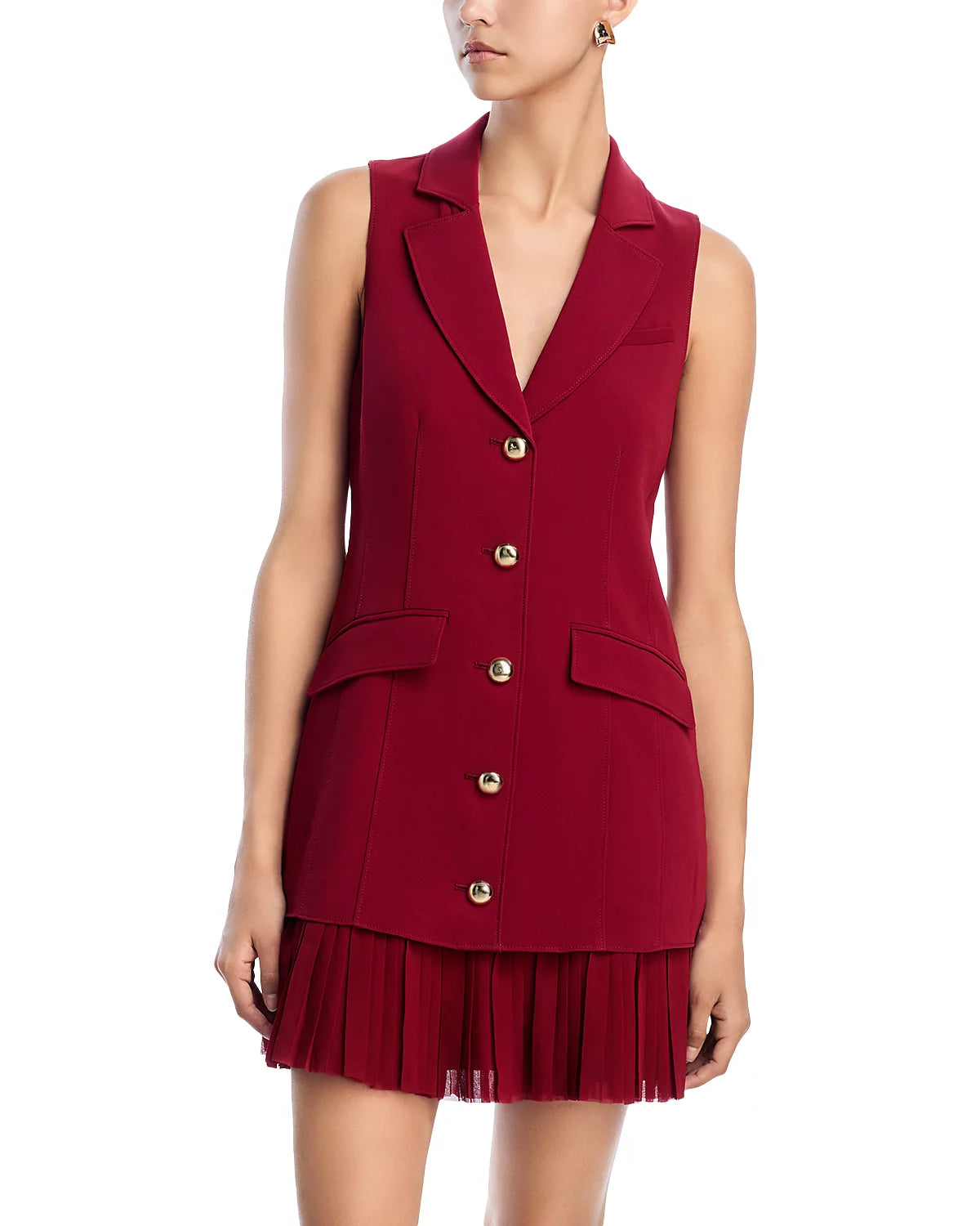 Cizd259313 Wine Ruffle Hem Dress