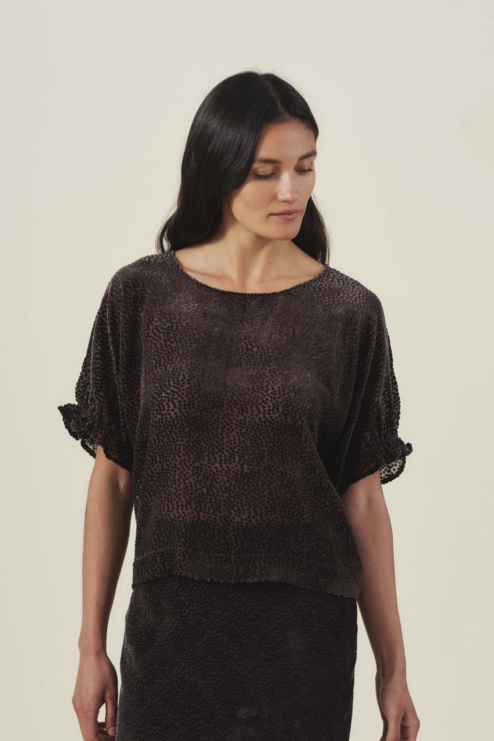 Veaddie Chocolate Dot Blouse