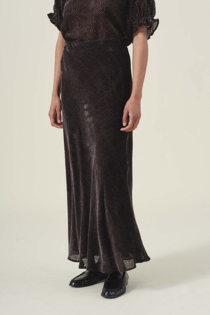 Vequinn Chocolate Dot Midi Skirt