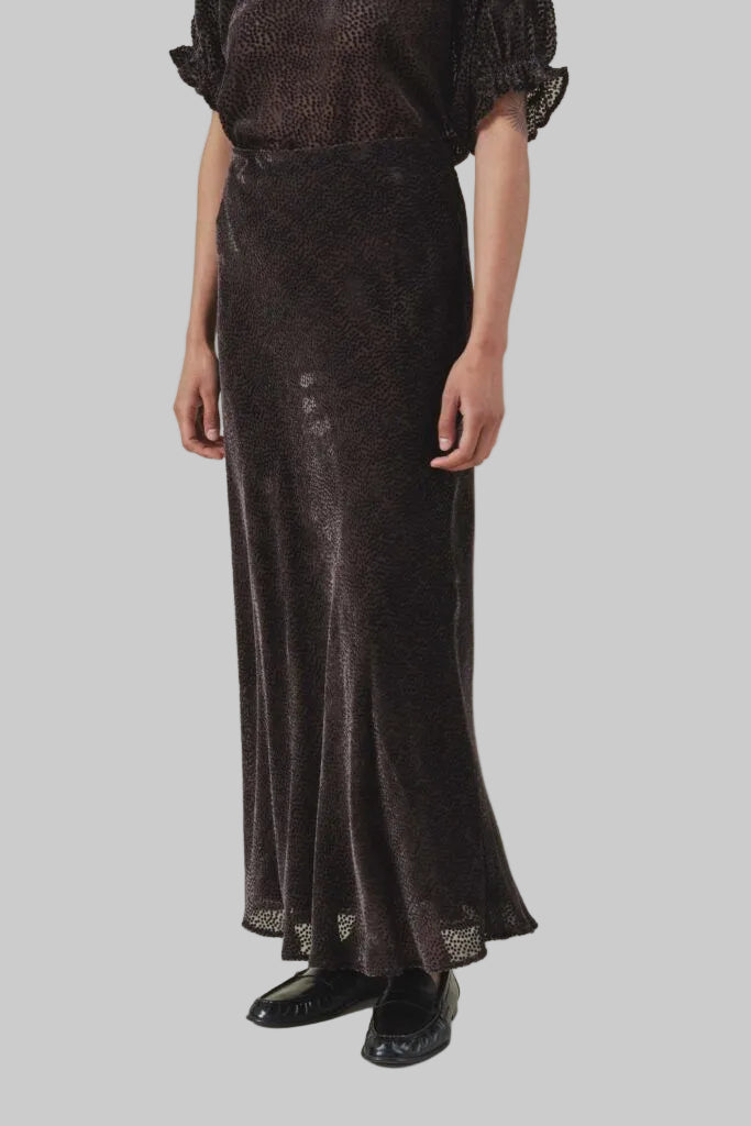 Vequinn Chocolate Dot Midi Skirt