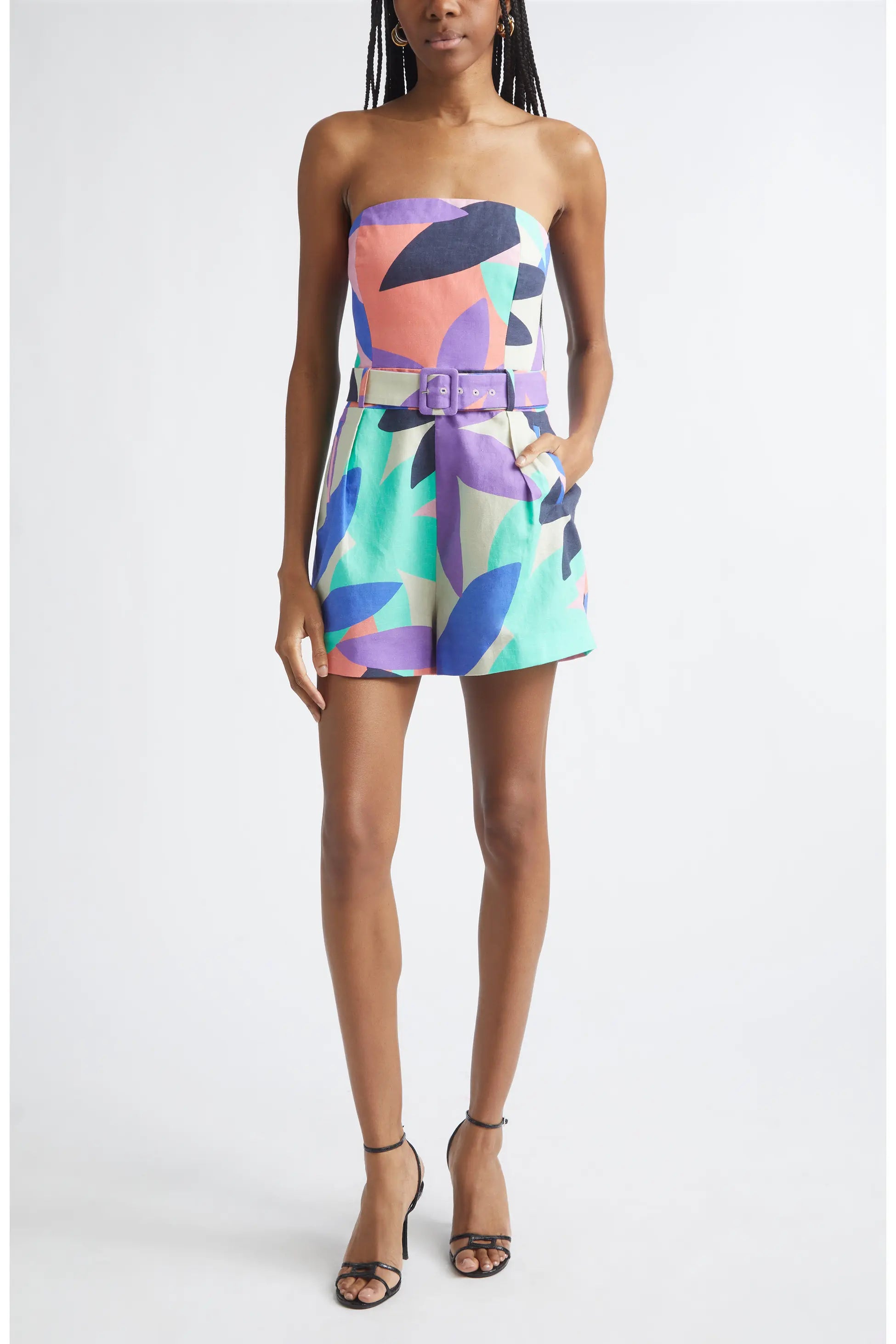 Ra5021 Abstract Printed Romper