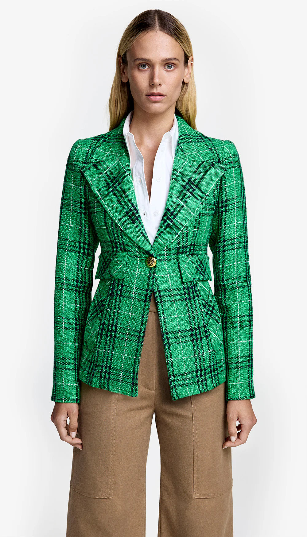 Sm087 Green Plaid Blazer