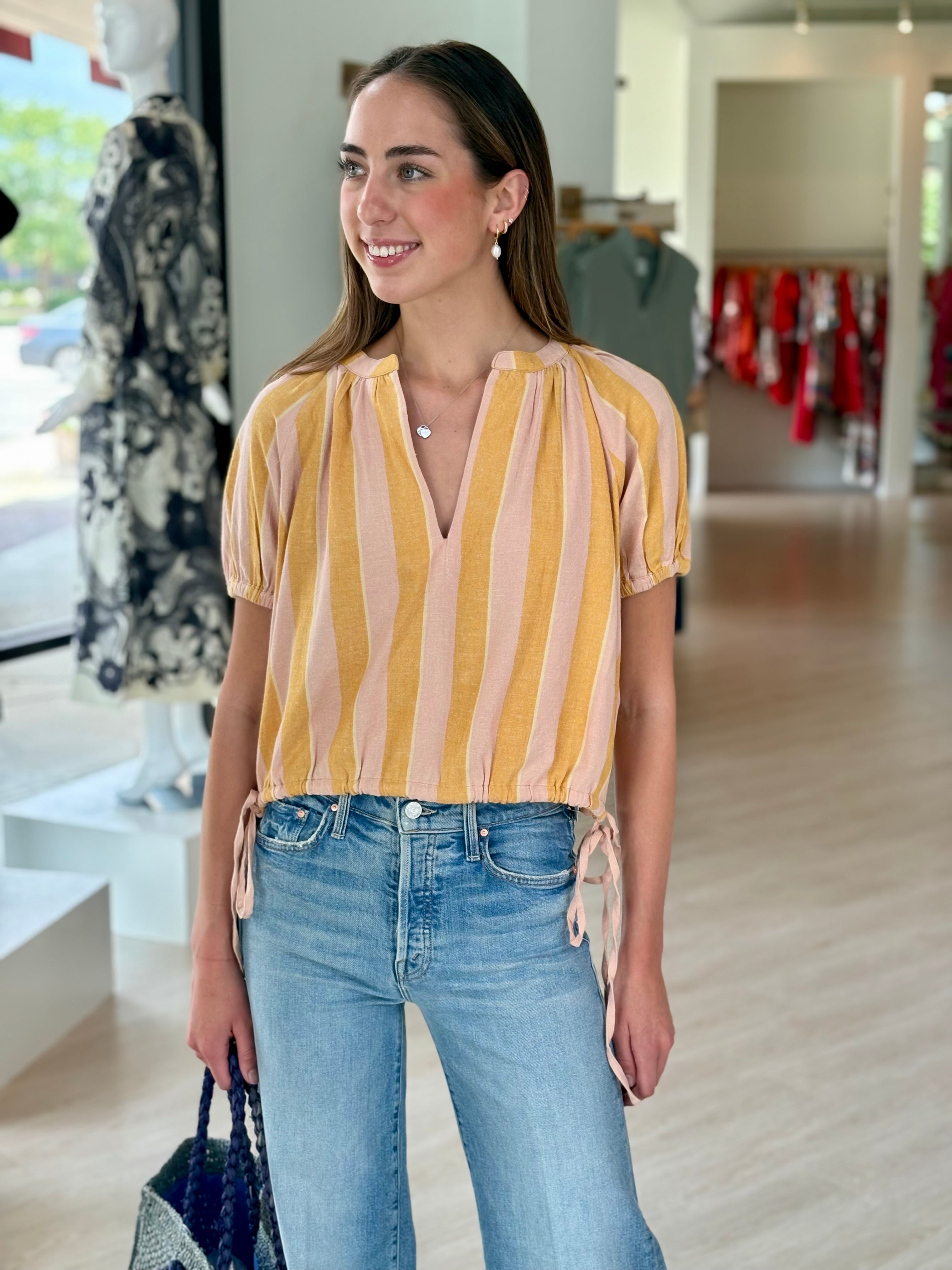 Me00476 Apricot Stripe Top