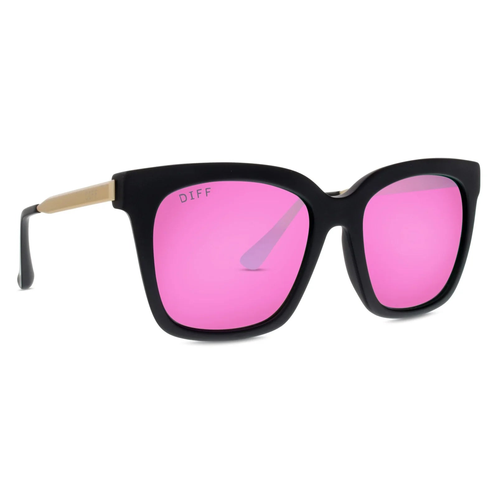 Bella Sunglasses - Matte Black + Pink Mirror Polarized