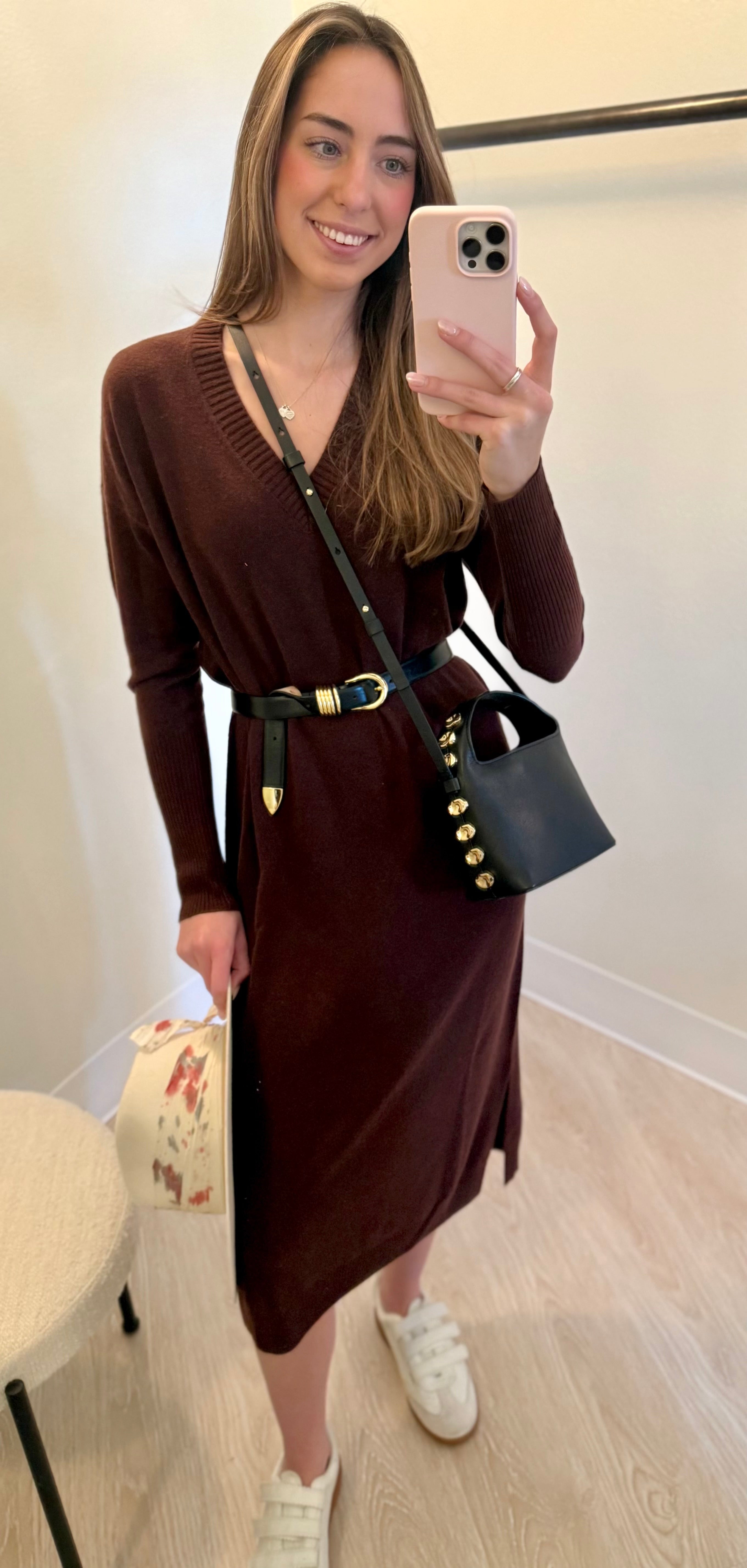 Nm0266 Burgundy Cashmere Sweater Dress