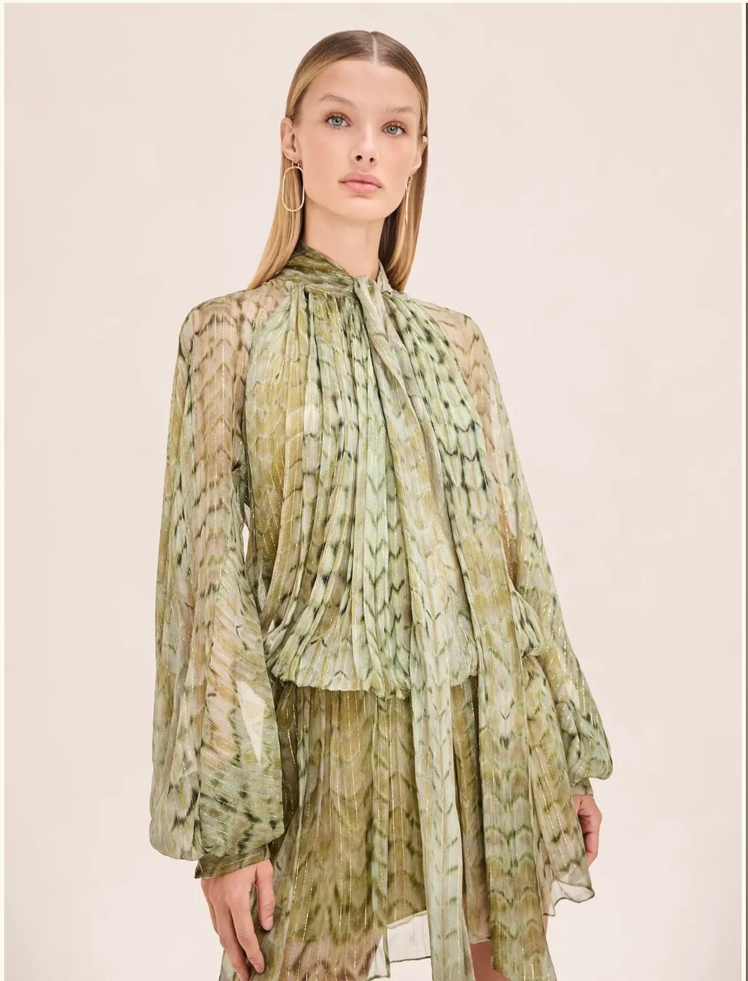 Al0822 Alexis Hailey Green Metallic Dress