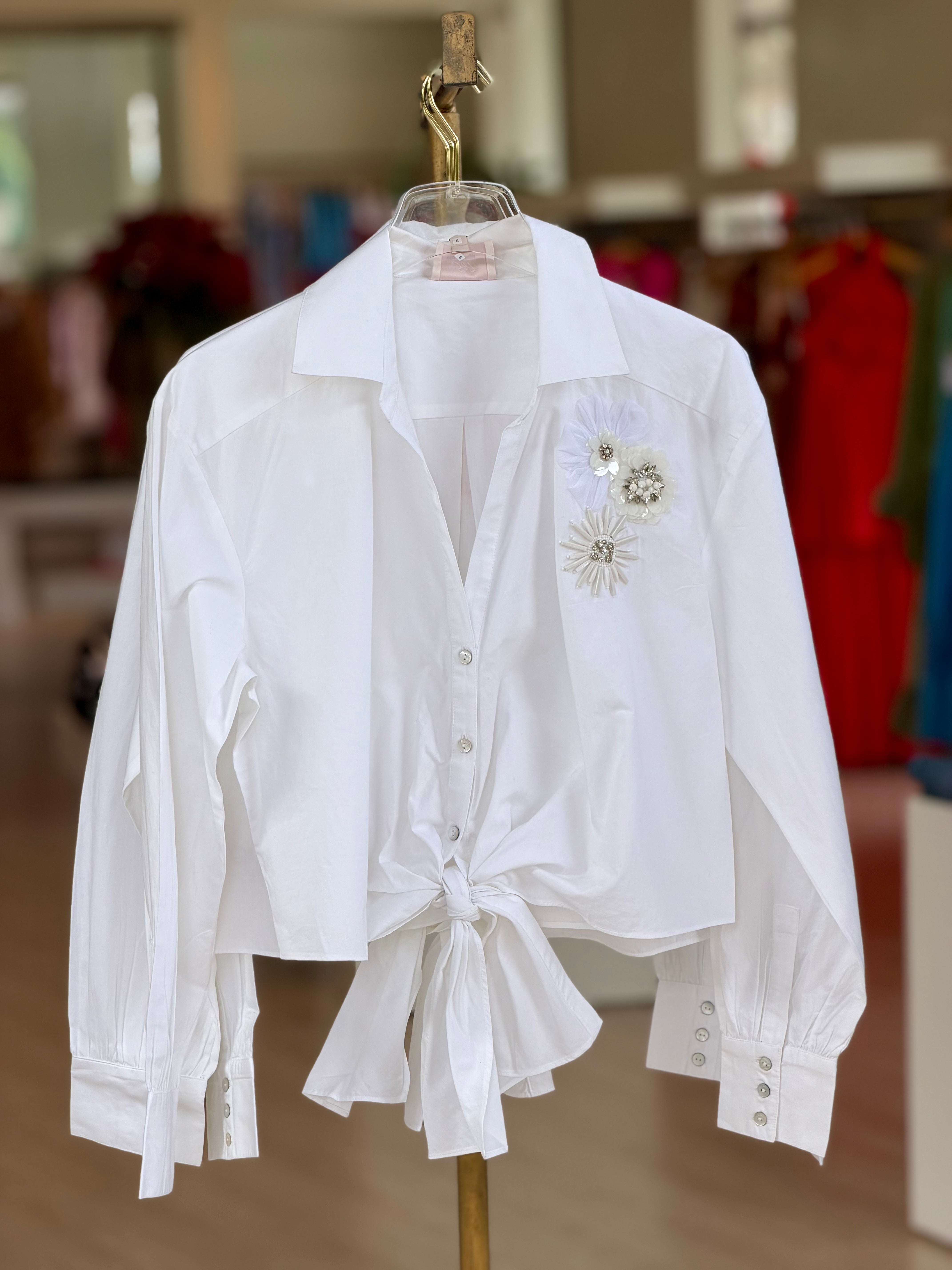 Cizw1394 White Embellished Flower Top