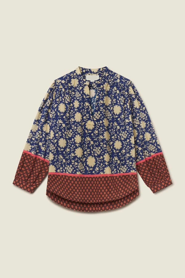 Tr1106 Navy Floral Blouse