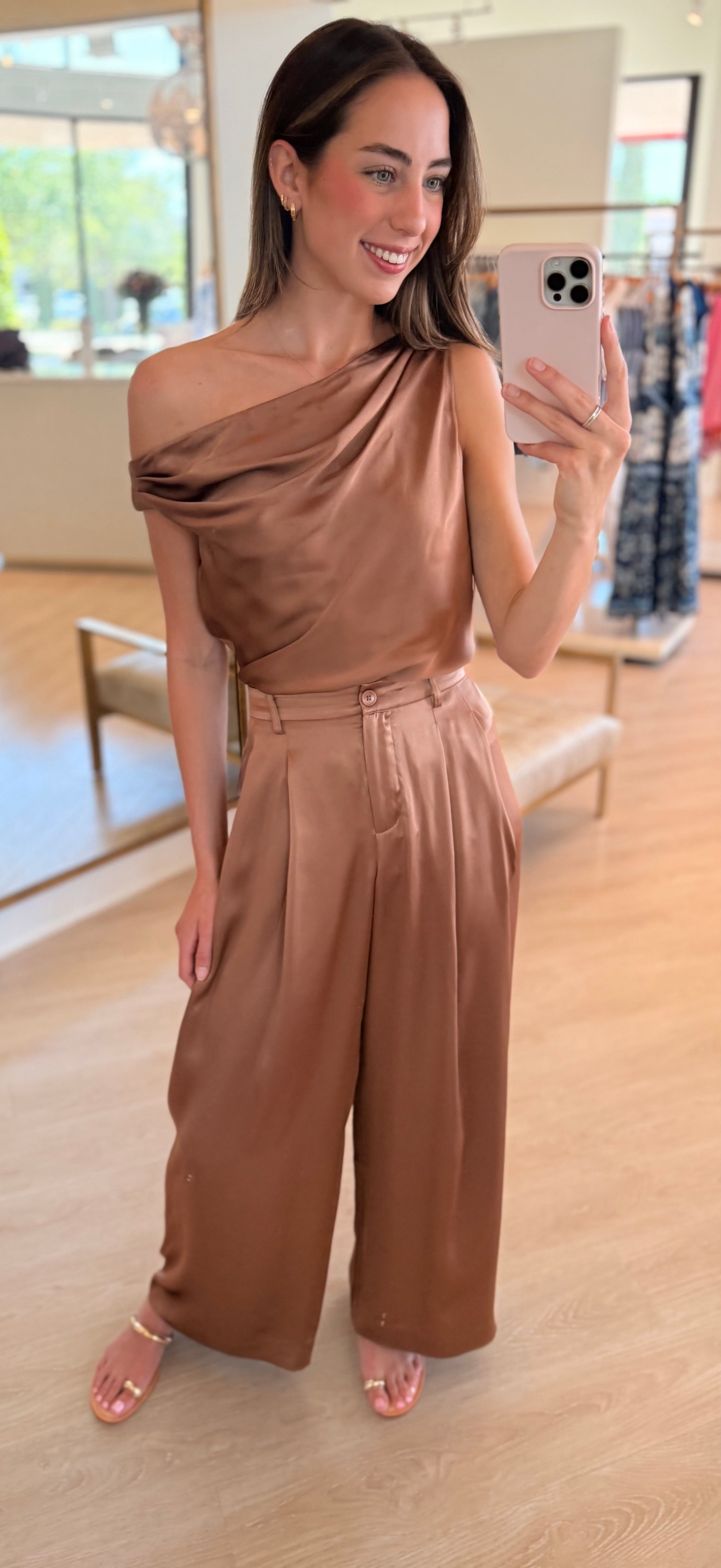 Cat12 Silk Off Shoulder Top