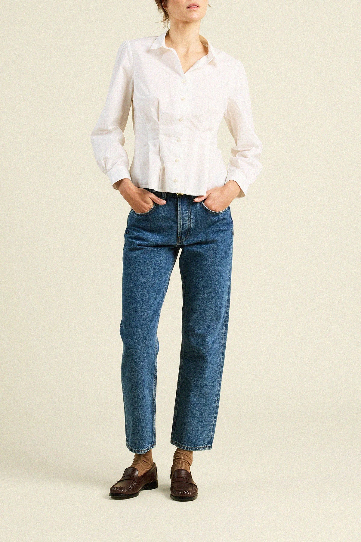 Tr1505 White Poplin Top