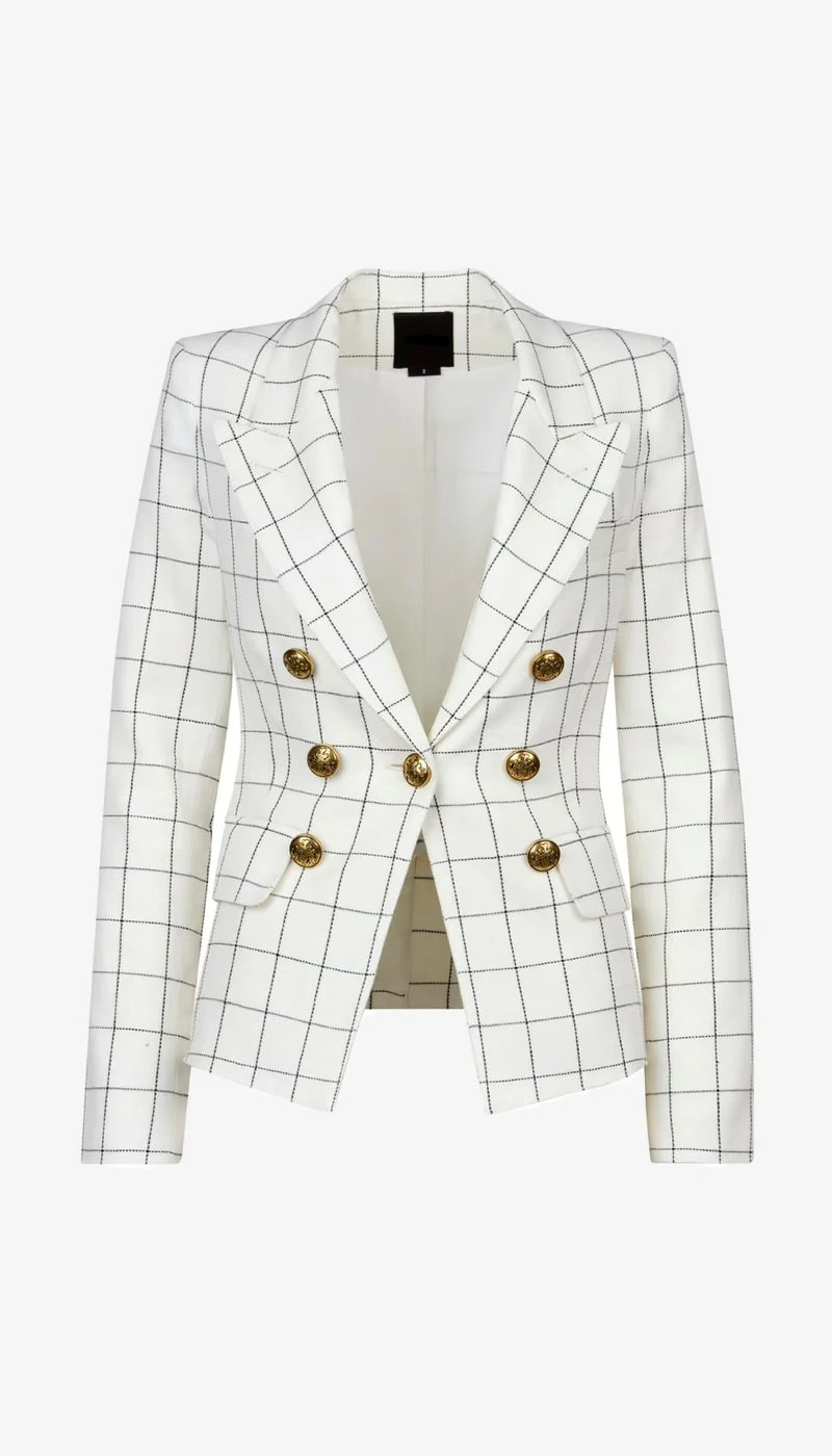 Sm26030 Linen Windowpane Blazer
