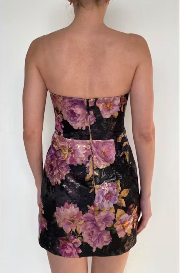 He6266 Strapless Jacquard Mini Dress