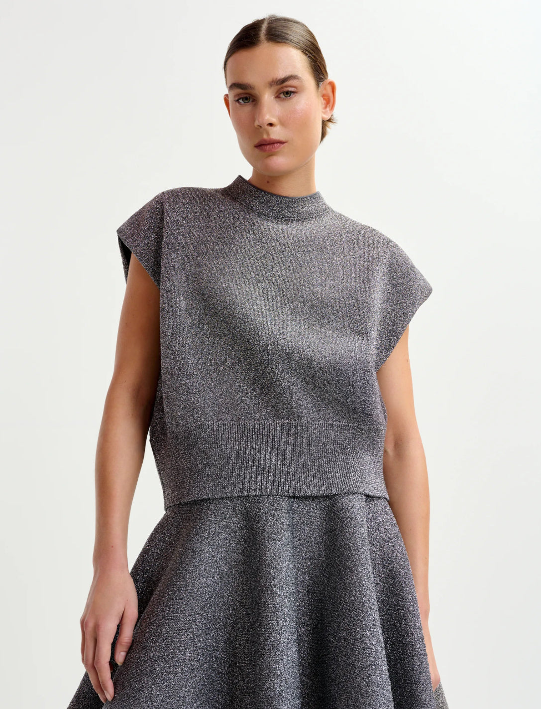 Esitdance Silver Lurex Knit Top