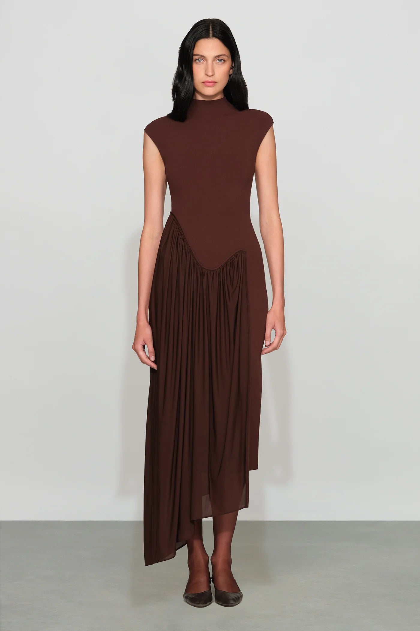 Et4419 Chocolate Knit Combo Midi Dress