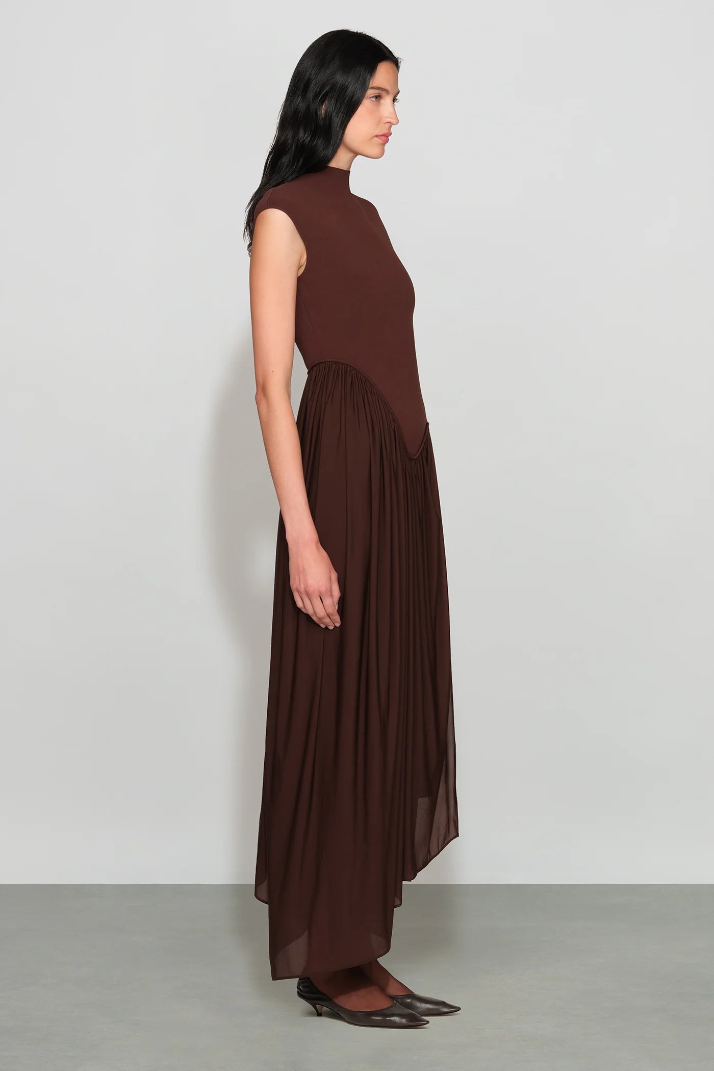 Et4419 Chocolate Knit Combo Midi Dress