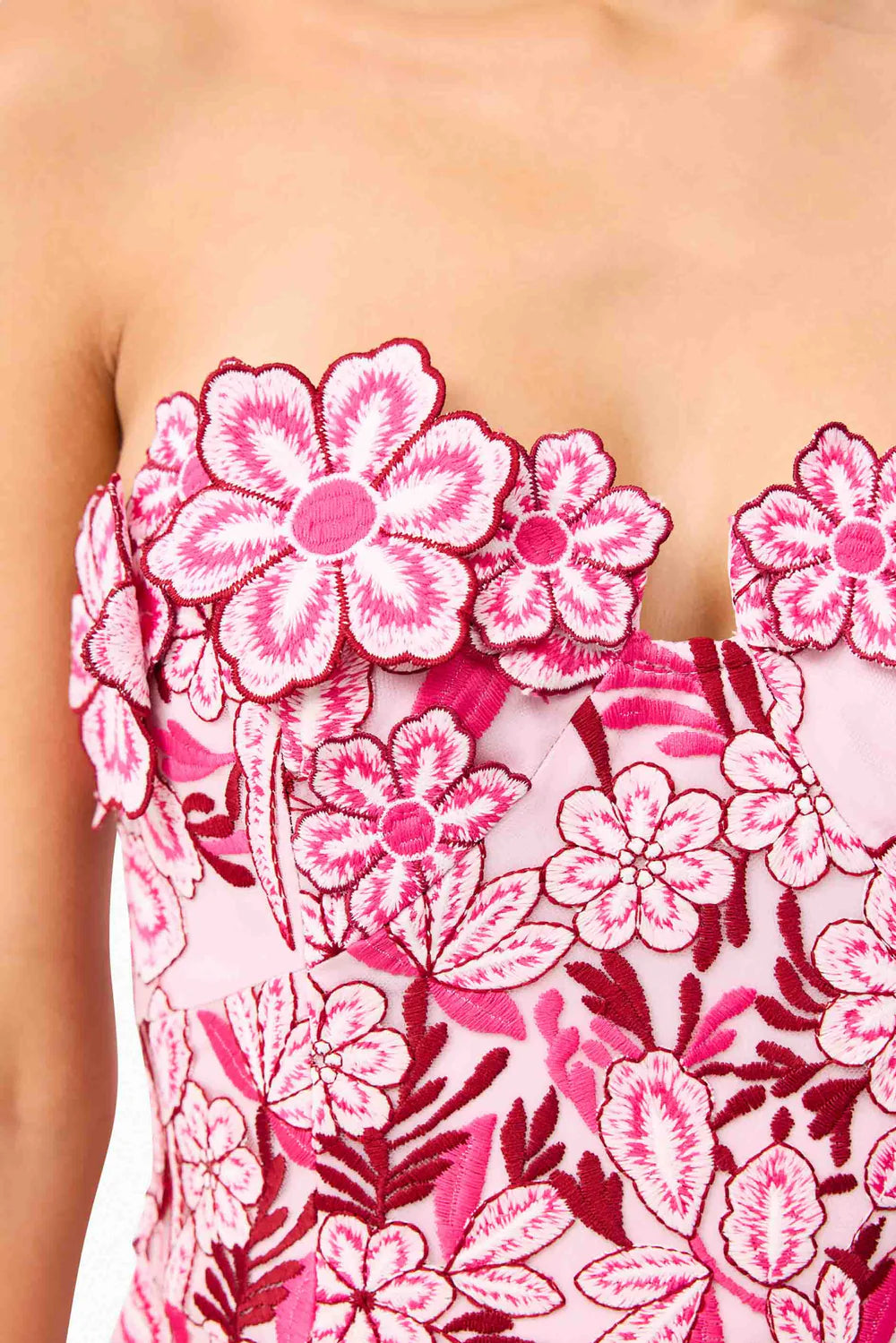 El42507 Rosette Strapless Midi Dress
