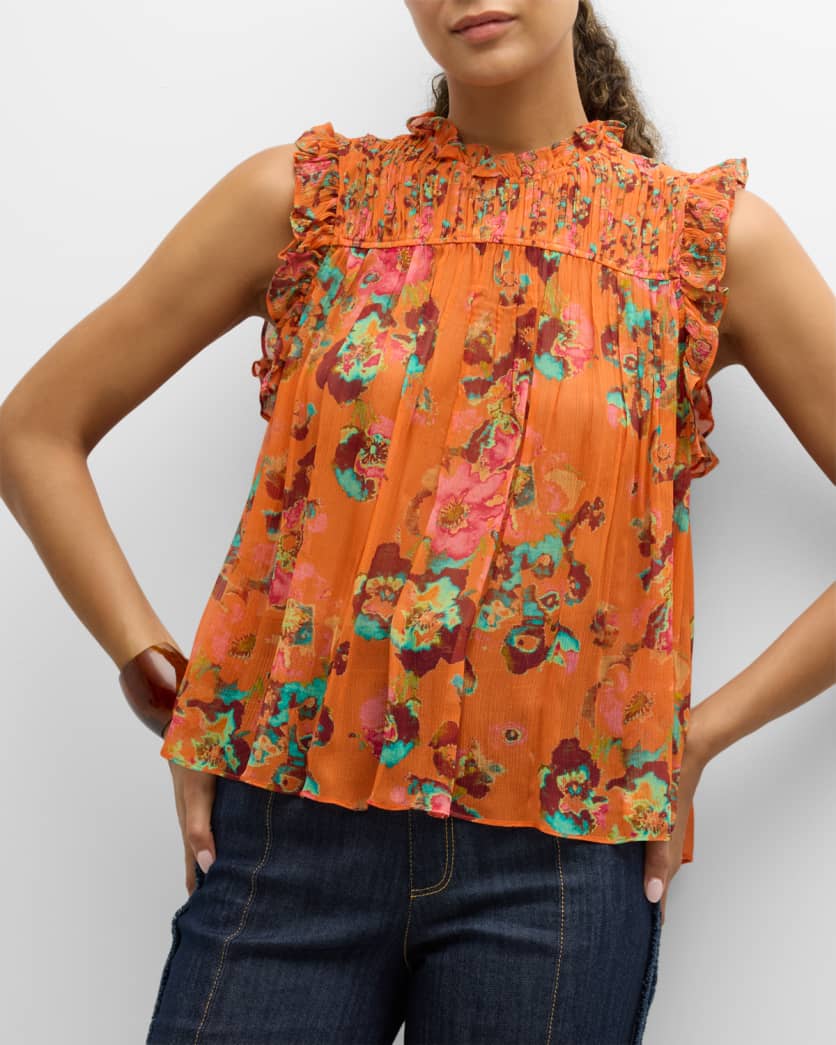 Ul240216 Ulla Johnson Orange Begonia Blouse