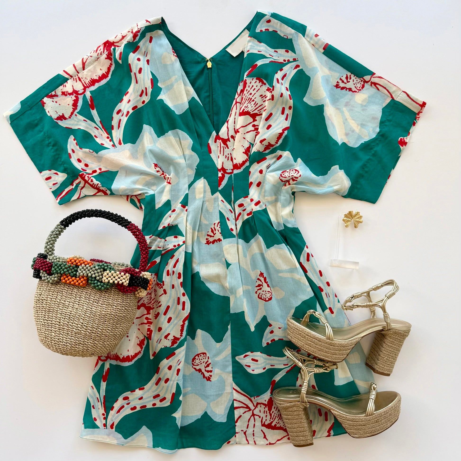 Cl2715 Floral Green Dress