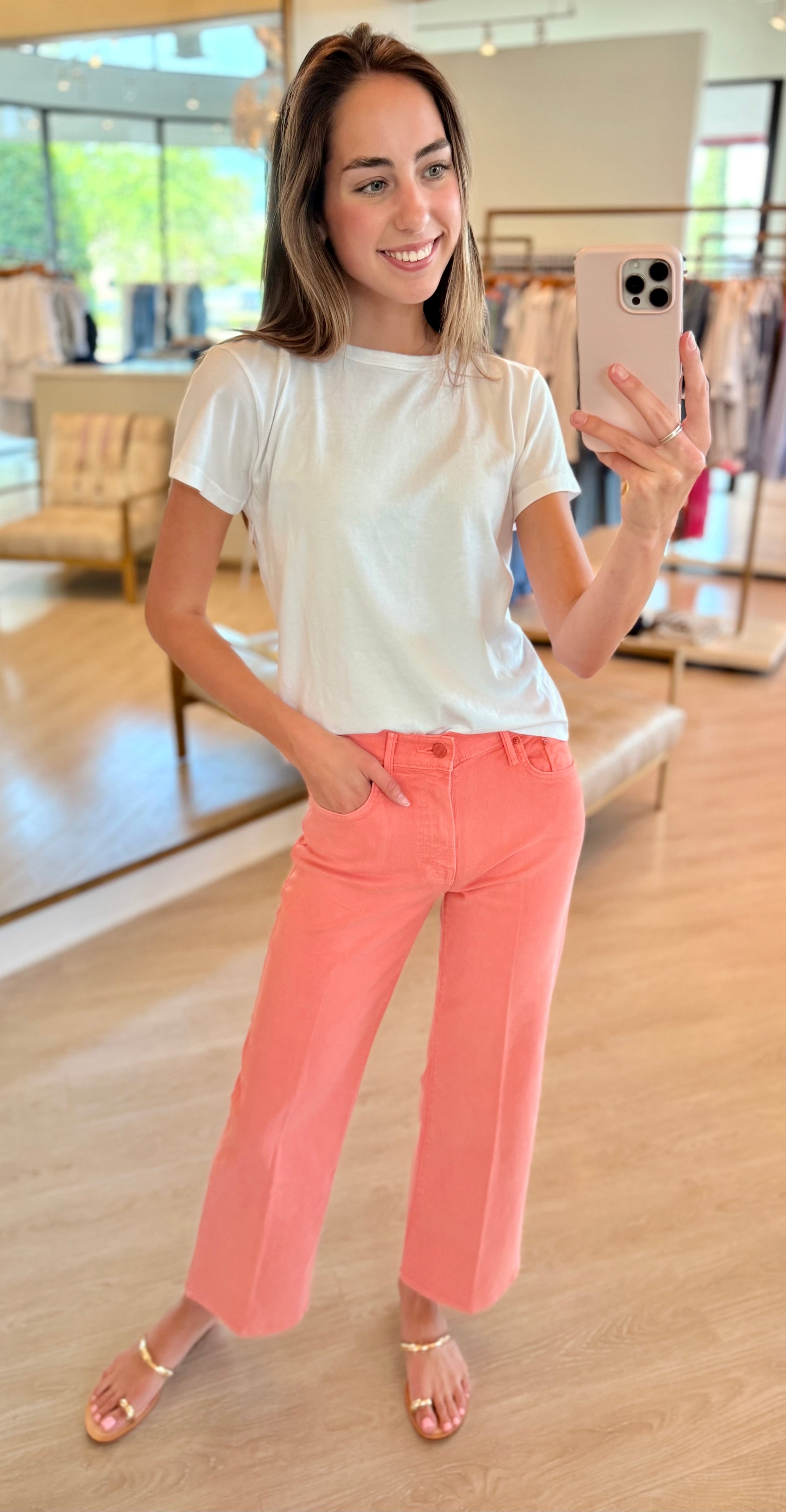 Mo11148 Mother Mid Rise Maven Ankle - Peach