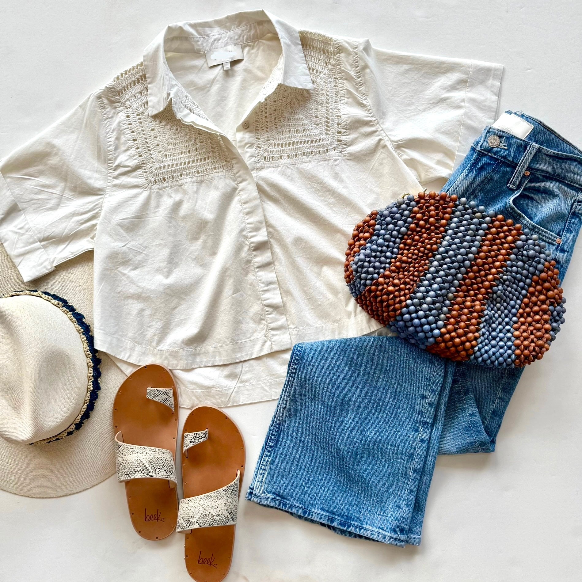 Cl201284 Ivory Crochet Blouse