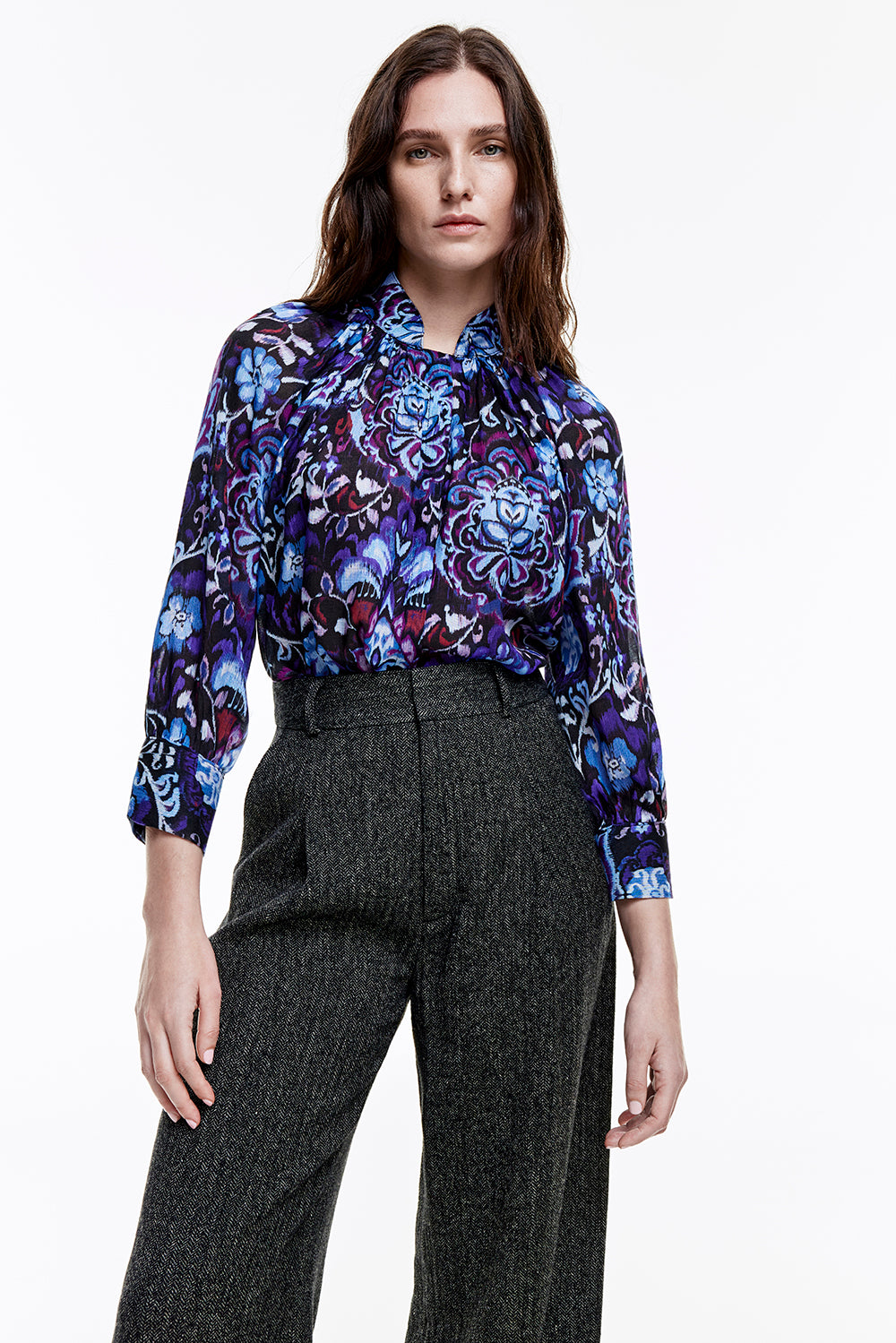 Sm24057 Smythe Plum Print Blouse