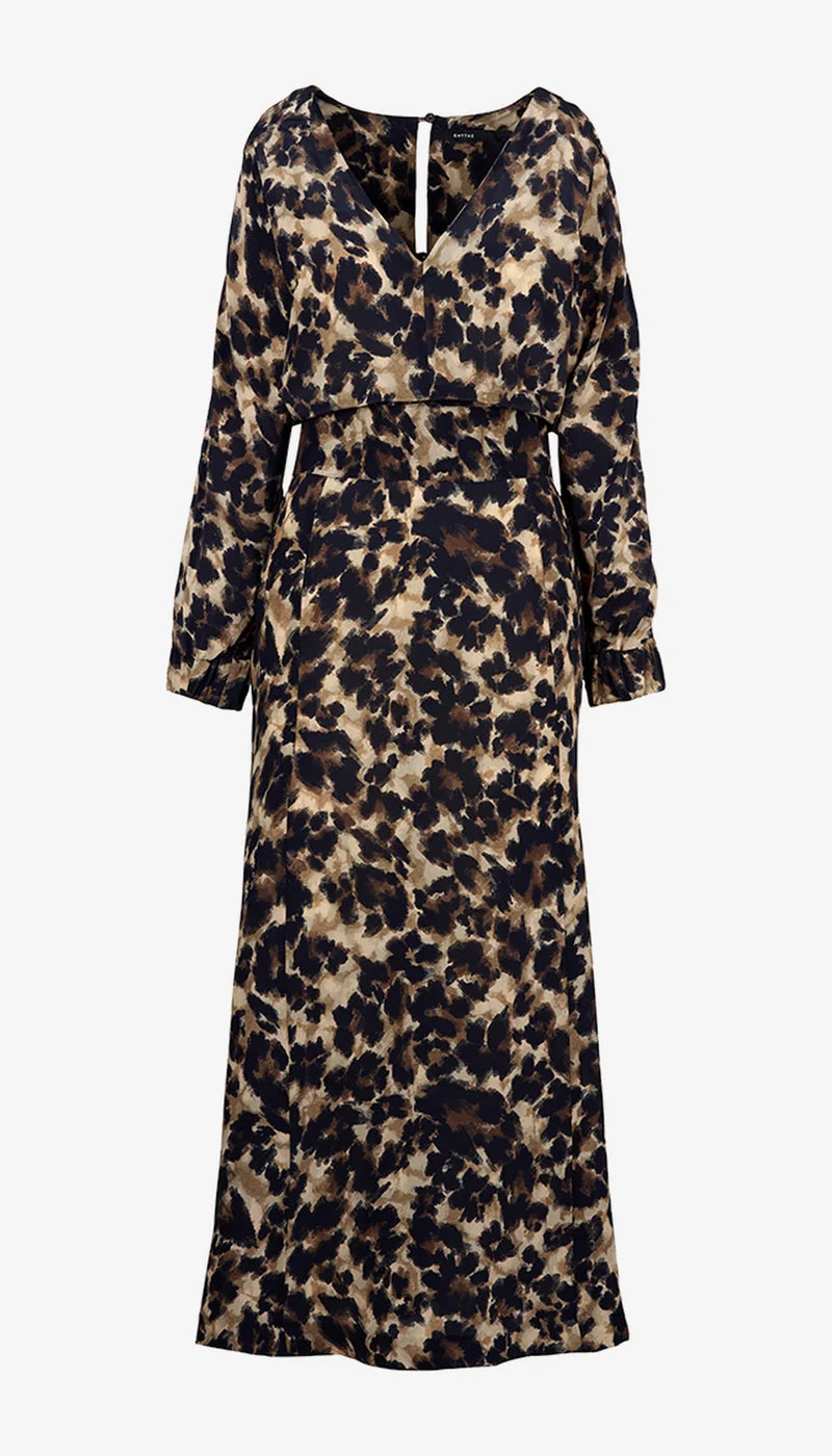 Sm26058 Leopard Flounce Hem Dress