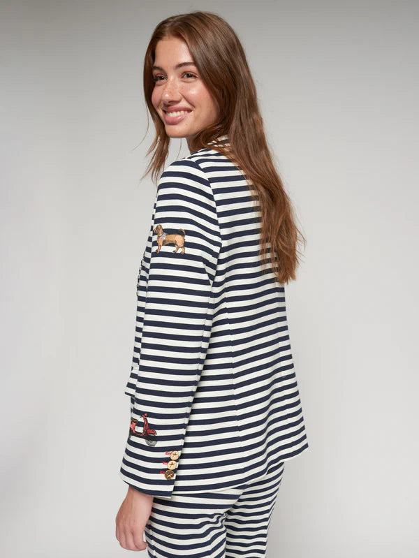 Vi33415 Stripe Ponte Sailor Blazer