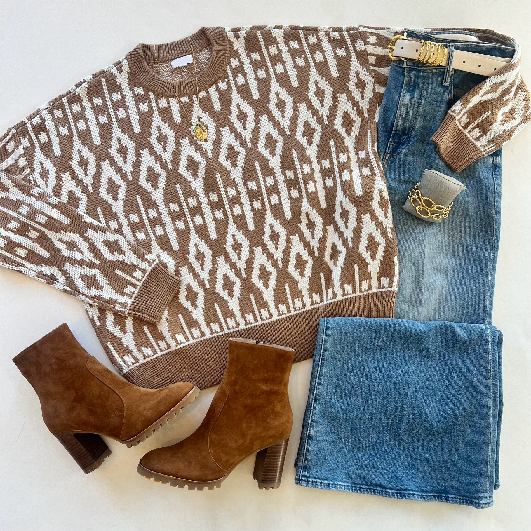 Mi89121 Minnie Rose Fair Isle Crew Sweater